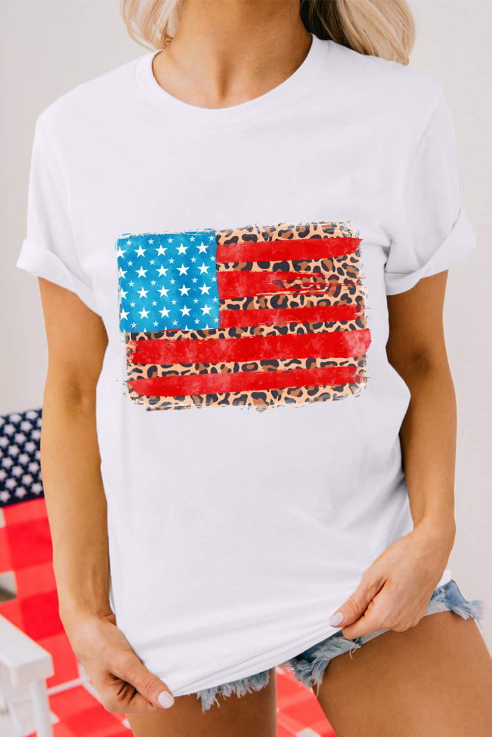 Stylish Short Sleeve Round Neck Tee for Daily Wear - Unique Patriotic Fashion - Detail View 3