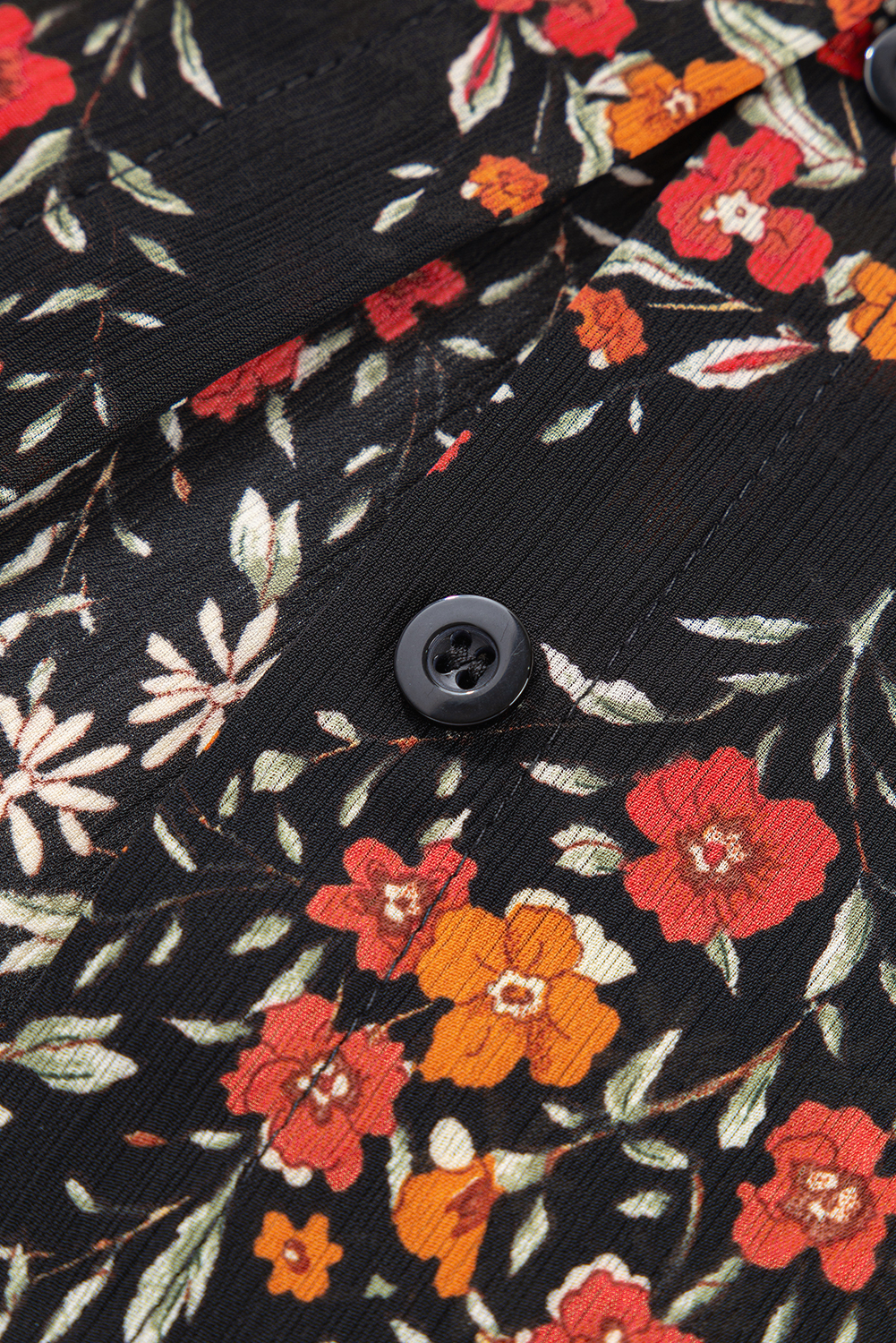 Elegant Black Puff Sleeve Shirt for Daily Wear - Relaxed Fit and Rounded Hemline - Detail View 11