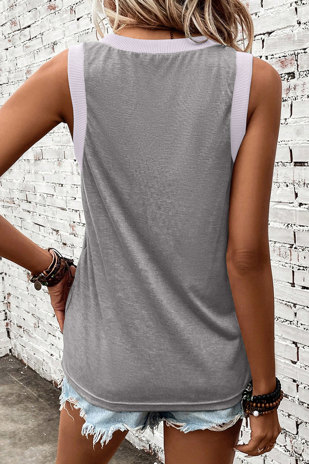 Stylish Sleeveless V Neck Tank Top Featuring Baseball Bat Design - Perfect for Game Day - Detail View 3