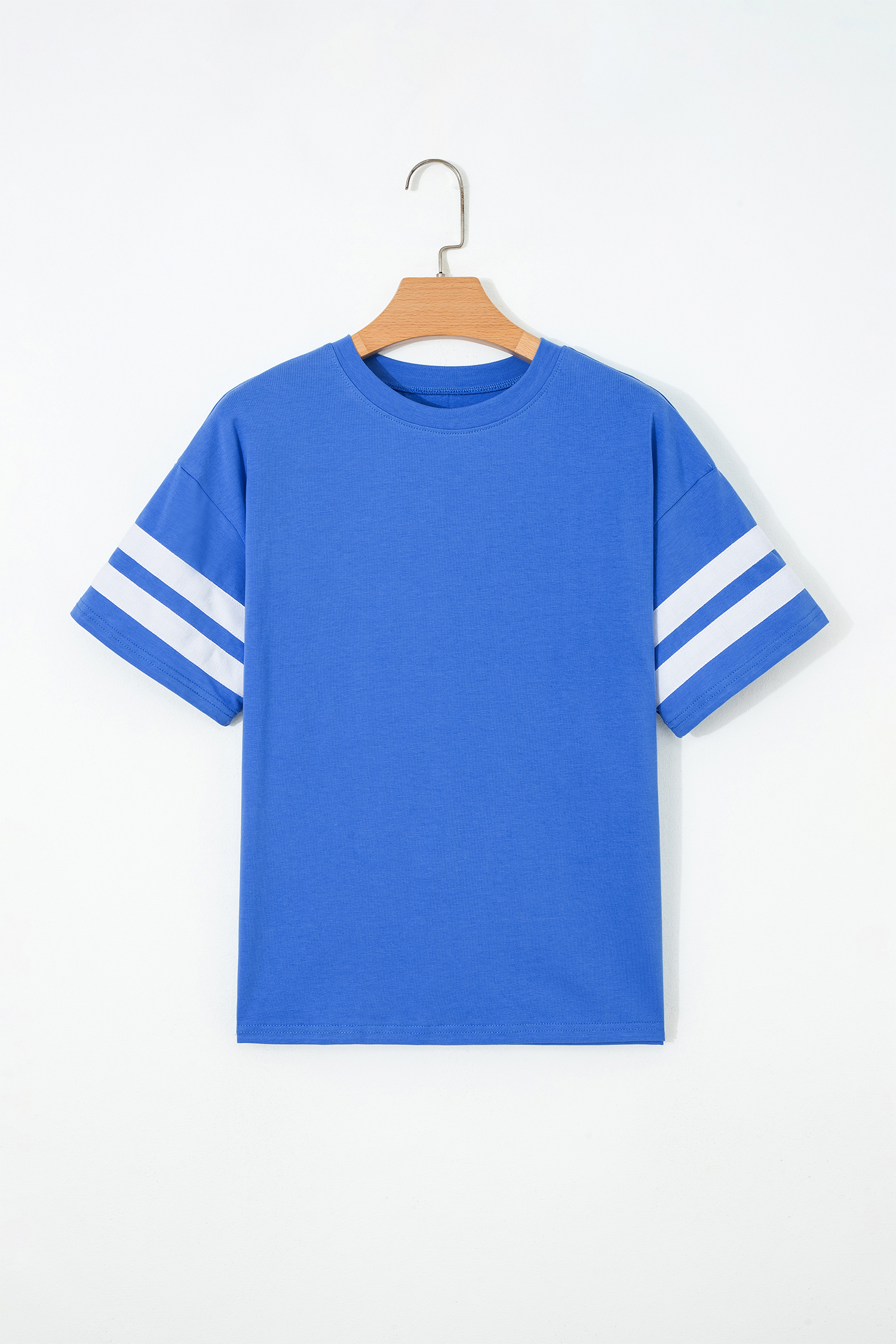 Casual Varsity Stripe T-Shirt for Women – Soft Cotton Blend Crew Neck, Summer Gift Idea - Detail View 3