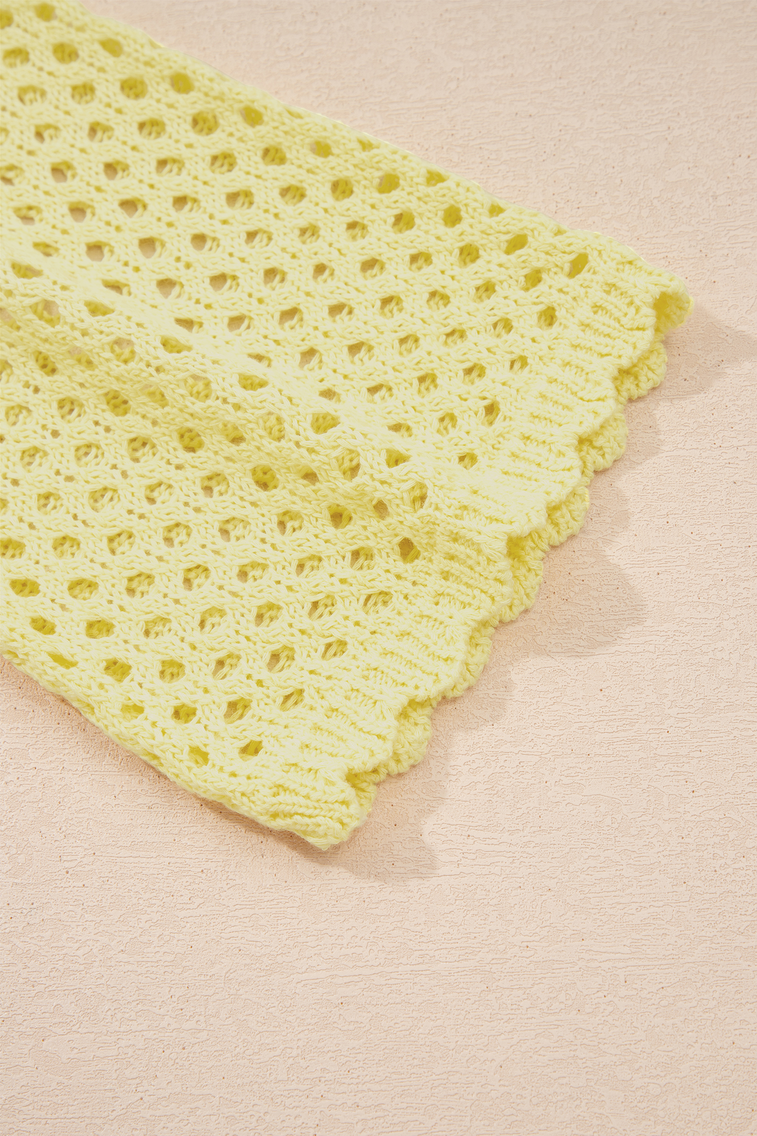 Women's Hollow Out Knit Long Sleeve Top – Lightweight Scalloped Trim Crochet Sweater, Stylish Casual Gift - Detail View 9