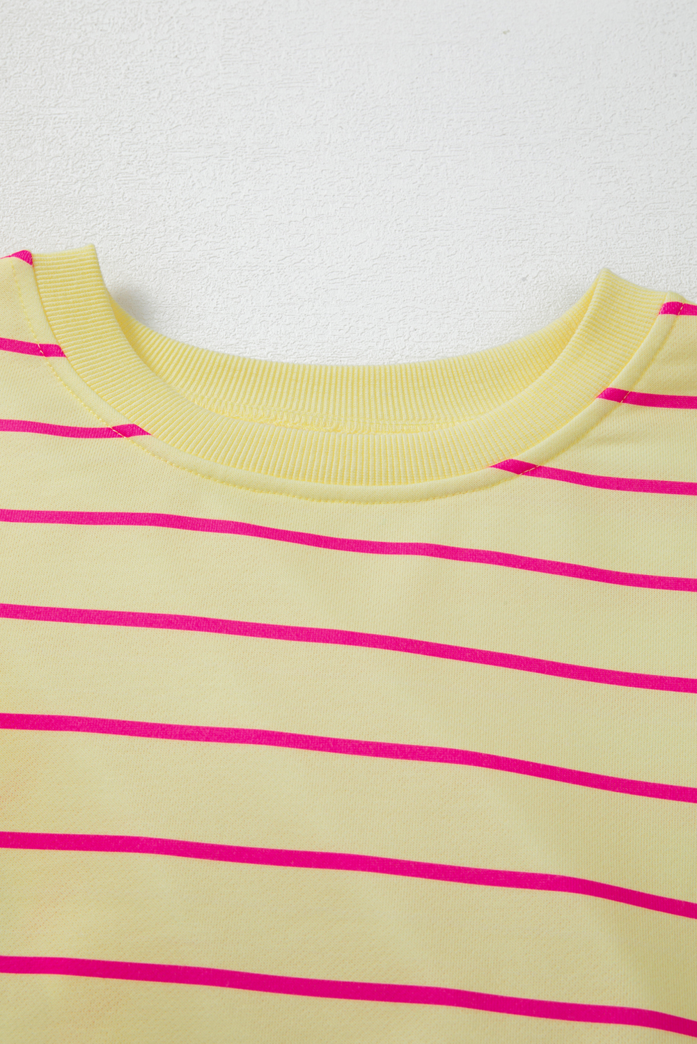 Women's Sweatshirt, Yellow Stripe, Drop Shoulder, Pullover, Casual, Long Sleeve, Overlap Detail, Ribbed Design, Trendy Style, Comfortable Fit, Daily Wear, Fall & Autumn Fashion, Tops, Sweatshirts & Hoodies - Detail View 8