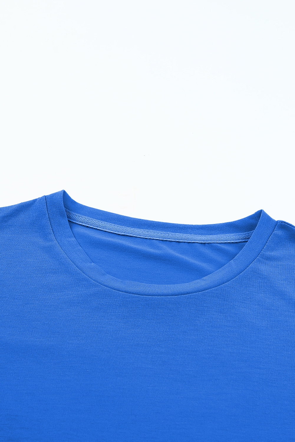Classic Women's Dark Blue Round Neck T-Shirt – Versatile Solid Short Sleeve Tee for Daily Wear - Detail View 9