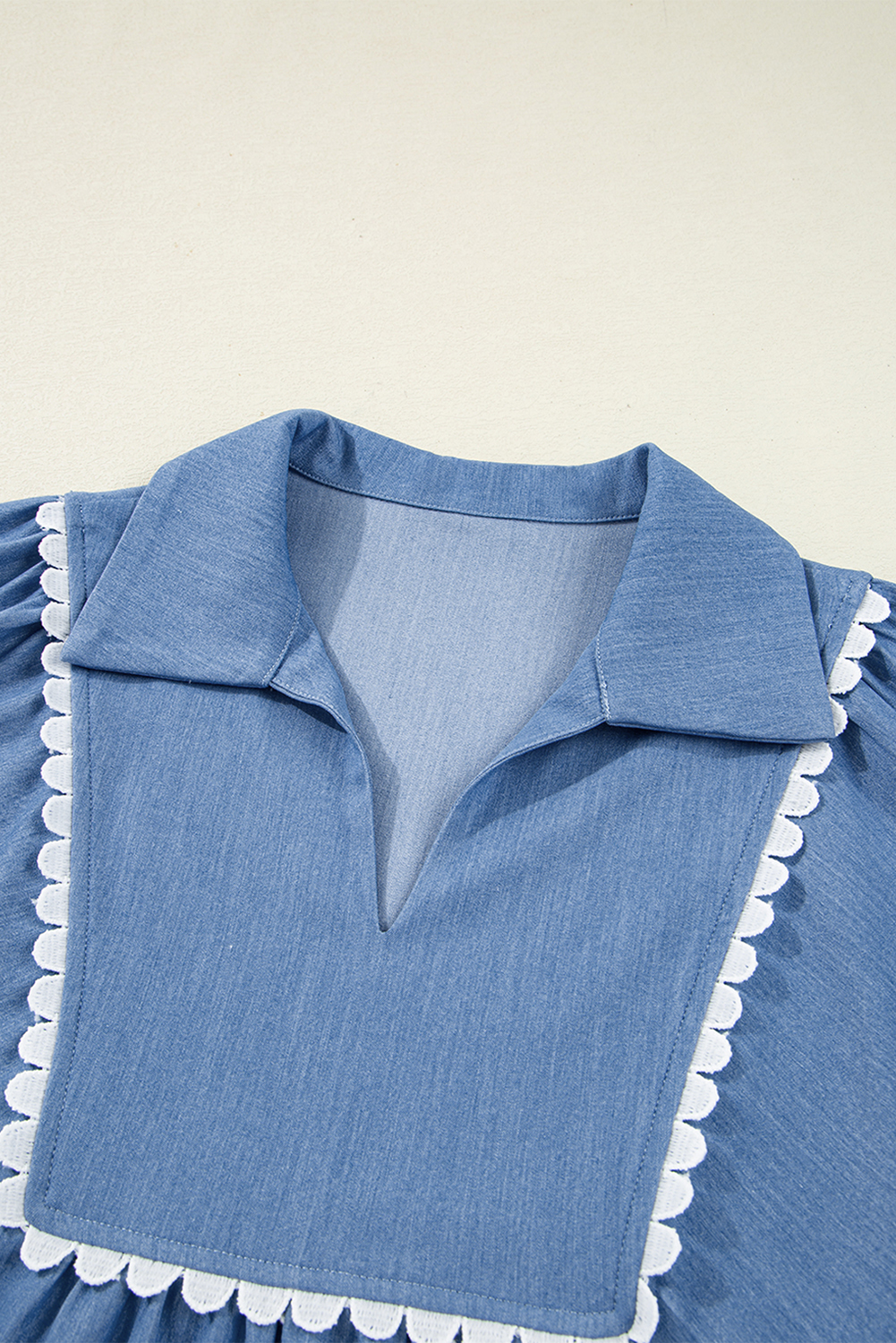 Elegant Three-Quarter Sleeve Collared Babydoll Top - Perfect for Daily Wear - Detail View 15