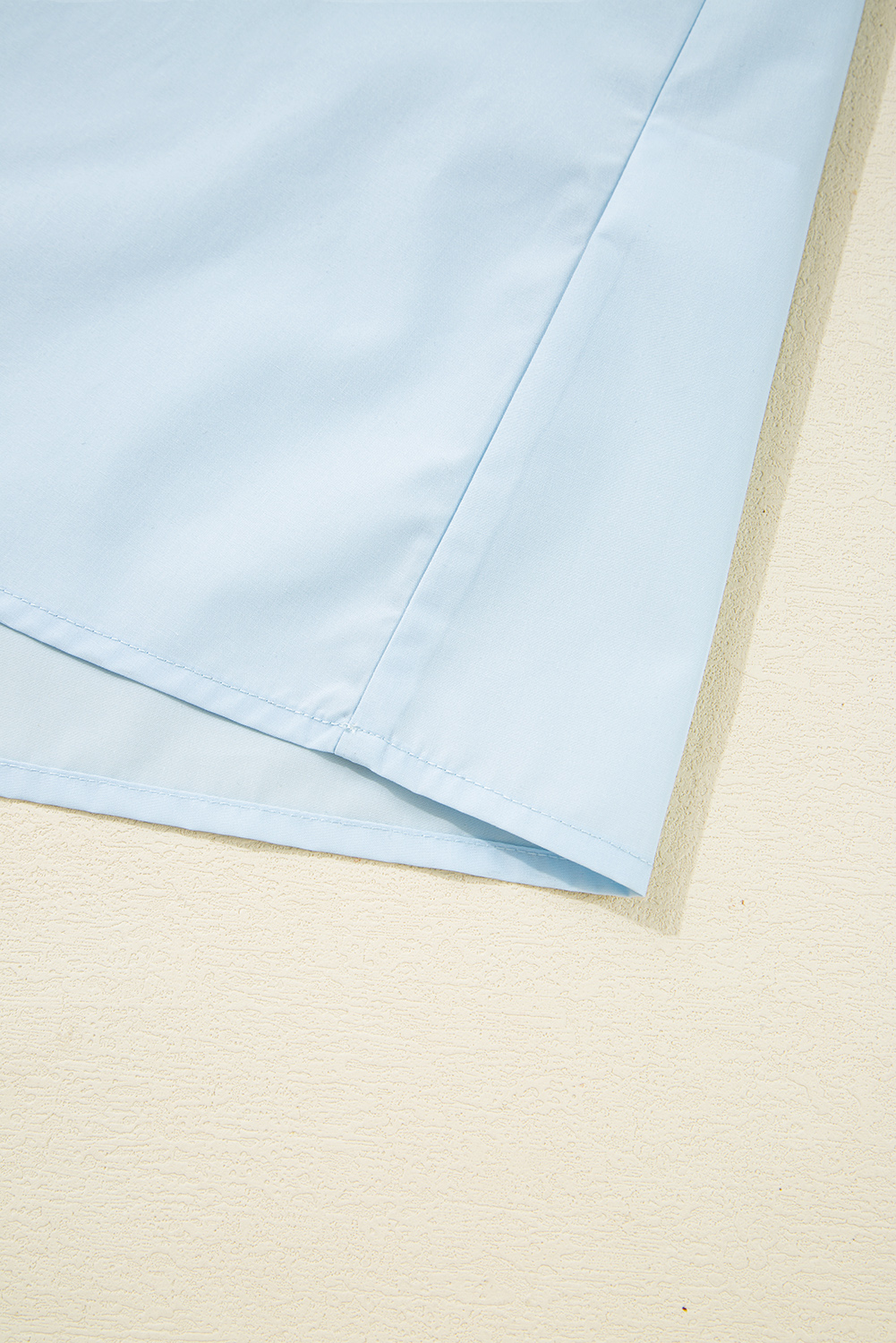 Stylish and Comfortable V Neck Blouse - Beau Blue with Leopard Trim - Detail View 10
