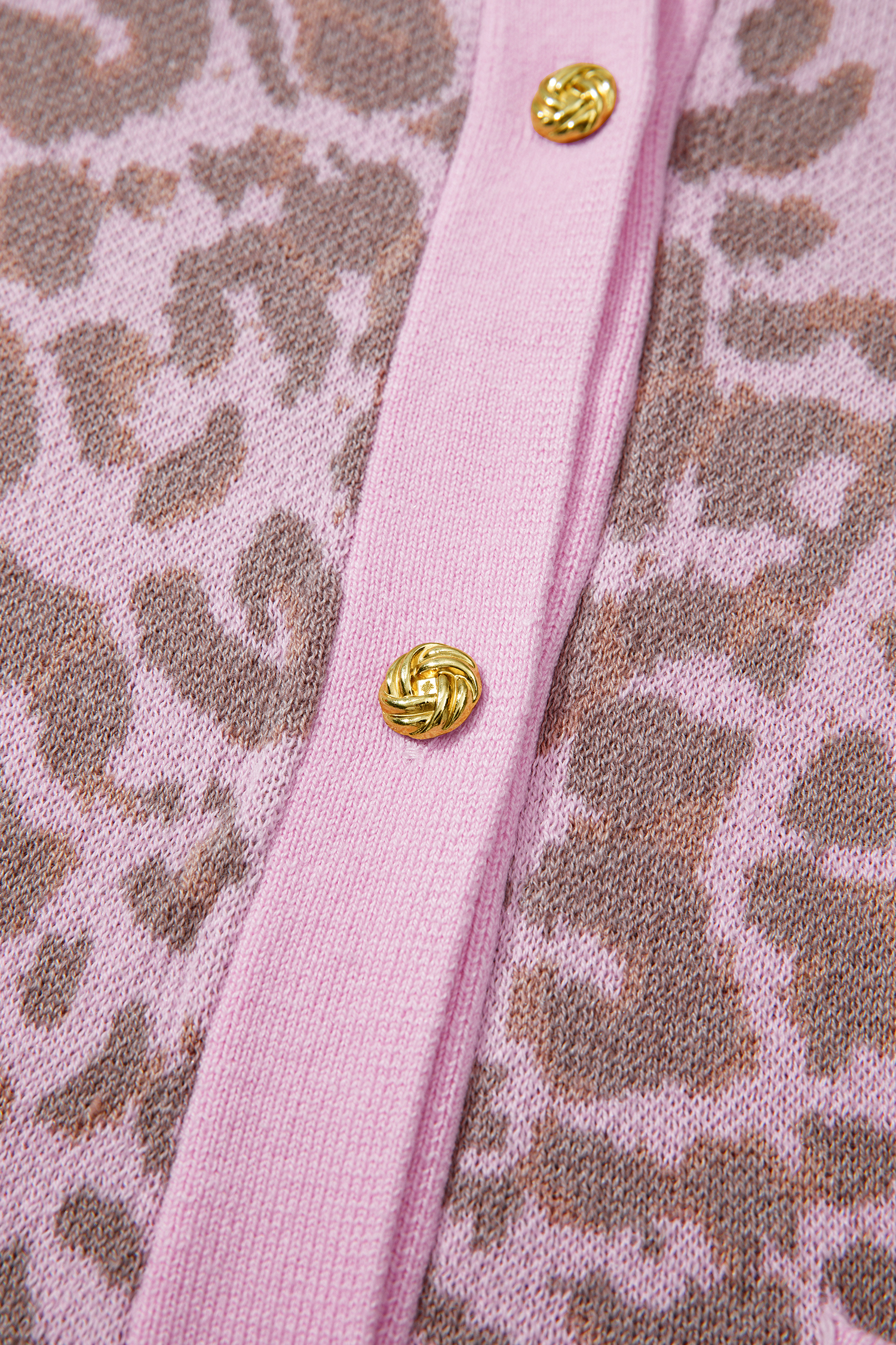 Western Style Leopard Print Short Sleeve Cardigan for Women – Pink Button Front Knit Sweater Top - Detail View 8