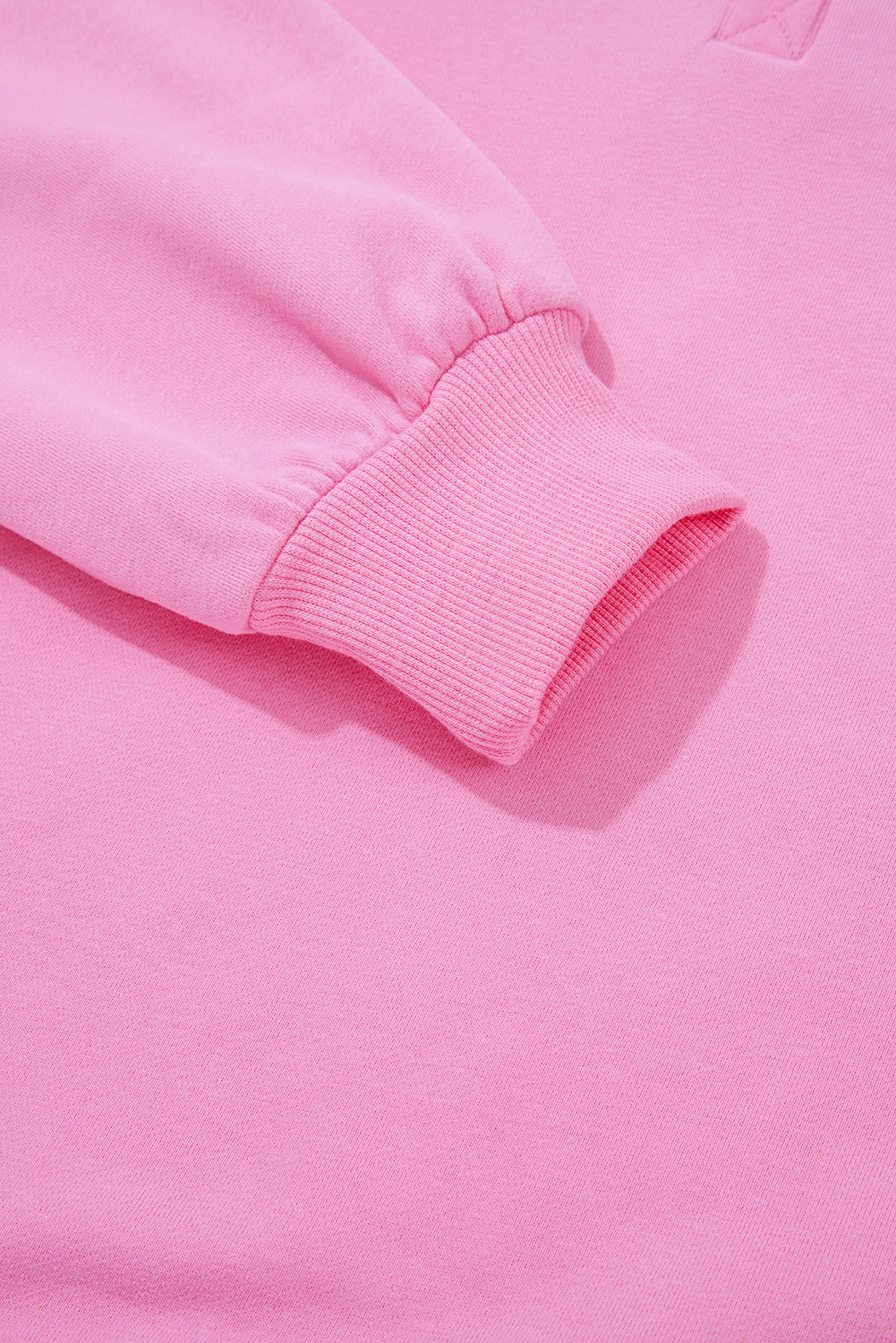 Women's Bonbon Pink Embroidered Flower Patchwork Pullover Sweatshirt with Snap Buttons - Detail View 9