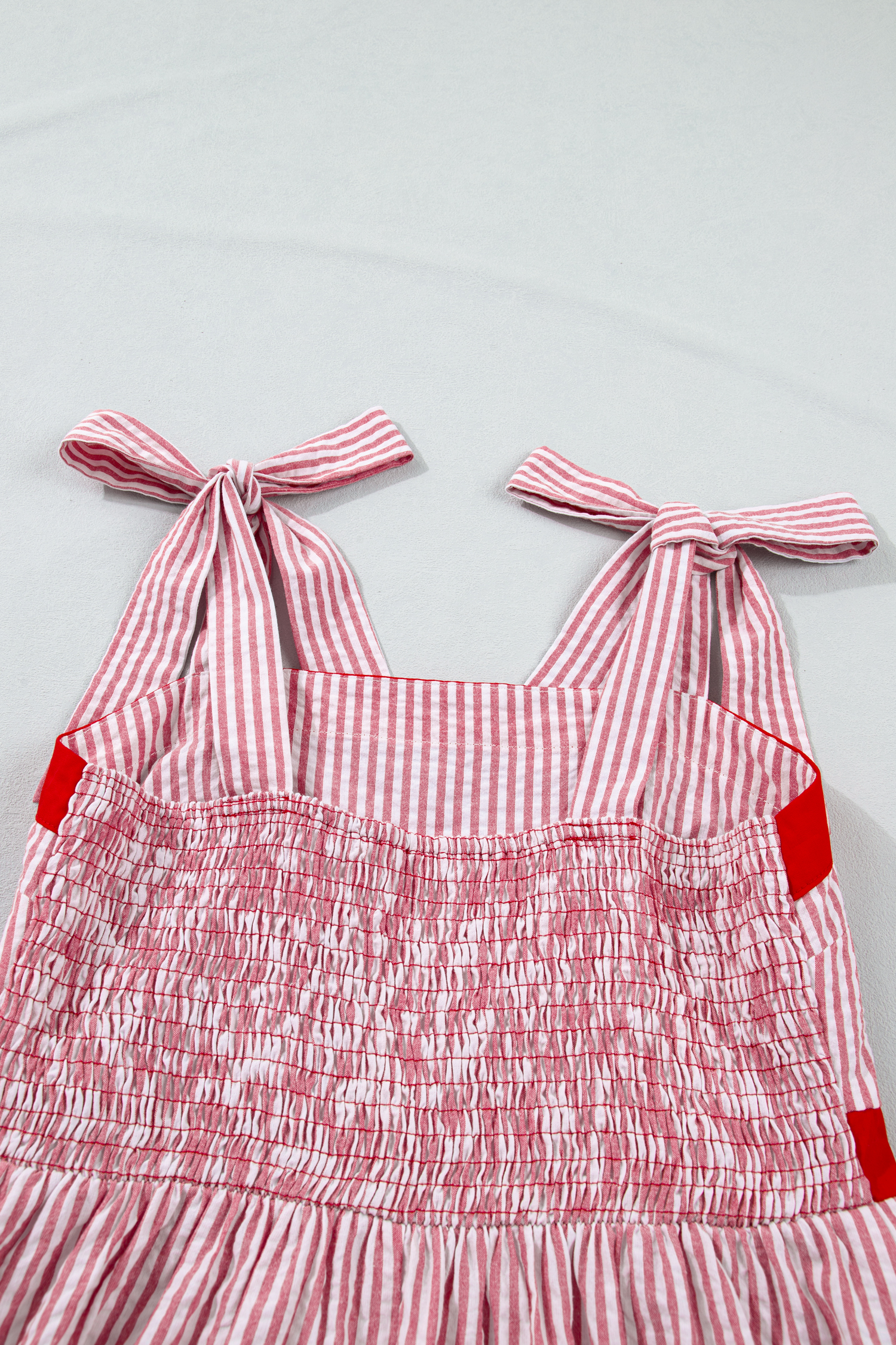 Chic Sleeveless Striped Maxi Dress – High Waist Contrast Trim Shift Dress for Vacation and Graduations - Detail View 12