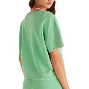 Mint Green Plus Size V Neck Tee and Patched Pocket Drawstring Shorts Set - Main View