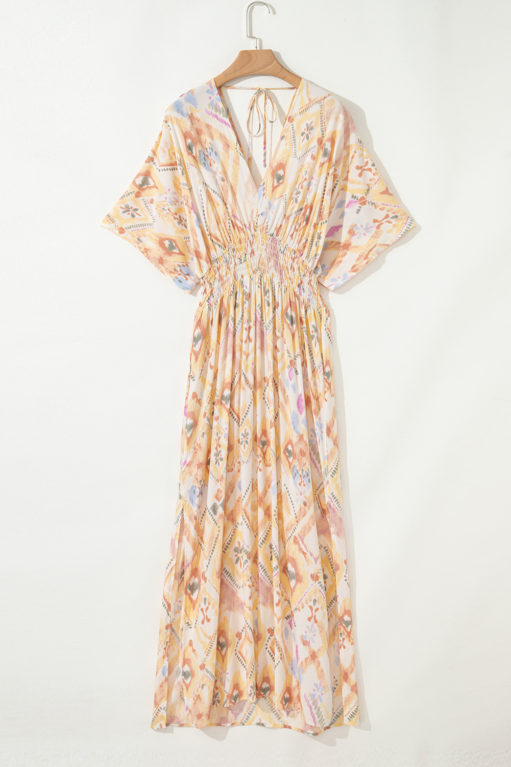 Eye-Catching Multicolour Geometric Print Long Dress for Summer Vacations - Detail View 3