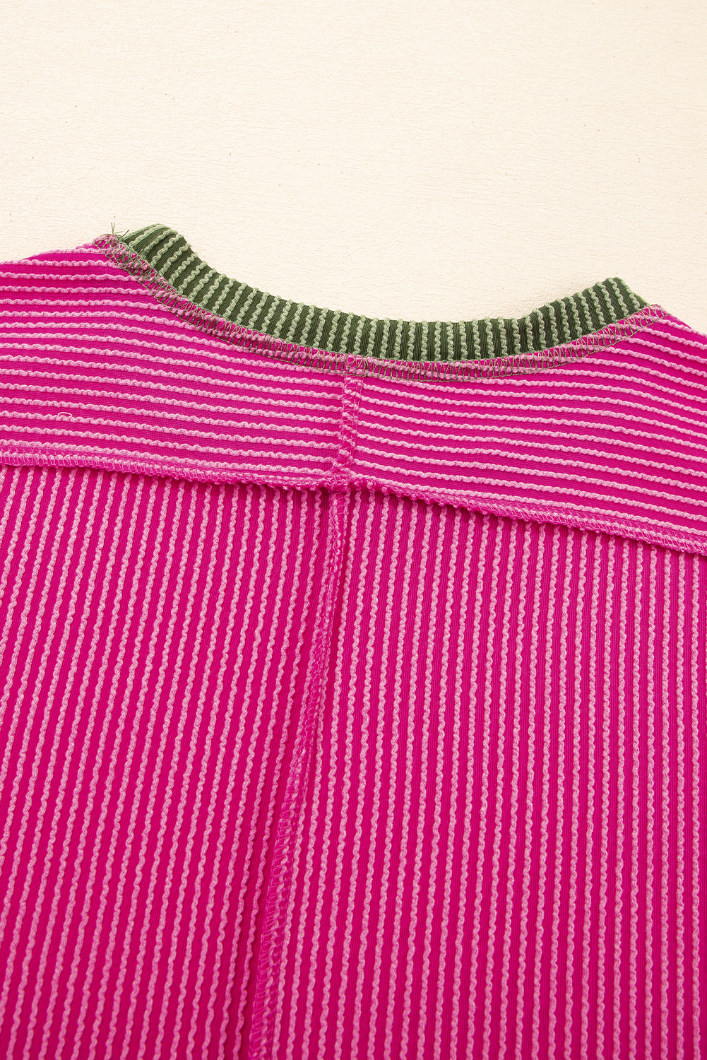 Stylish and Unique Casual Tee: Rose Red with Eye-Catching Contrast Trim - Detail View 10