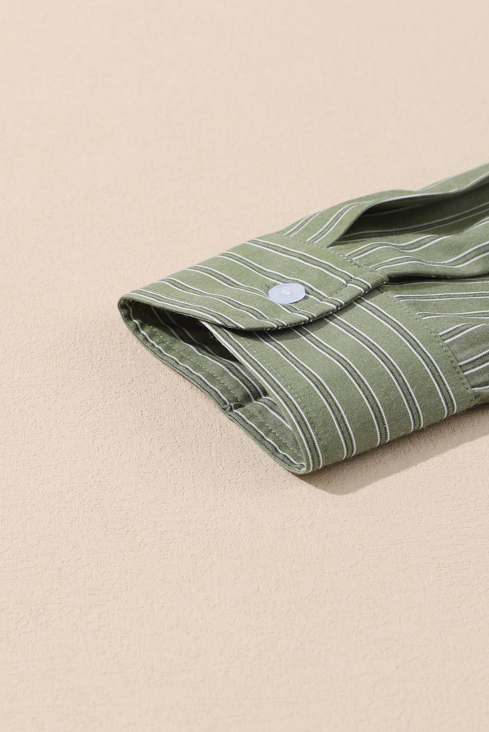 Comfortable Green Stripe Button Up Blouse - Perfect for Fall & Autumn - Detail View 15