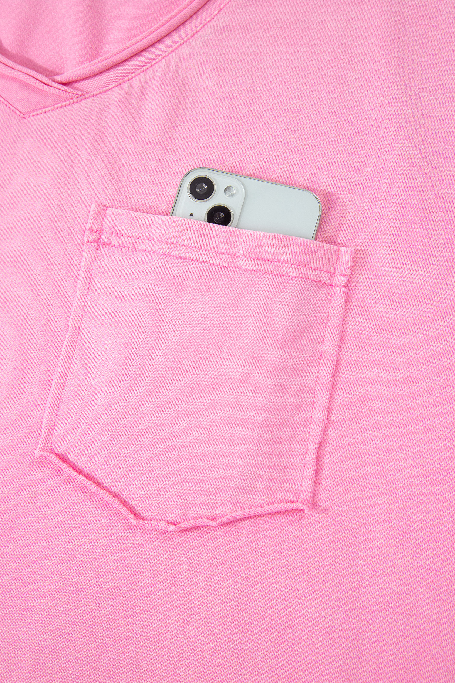 Plus Size Women's Sachet Pink V-Neck Tee – 100% Cotton Short Sleeve Washed Casual T-Shirt for Summer - Detail View 13