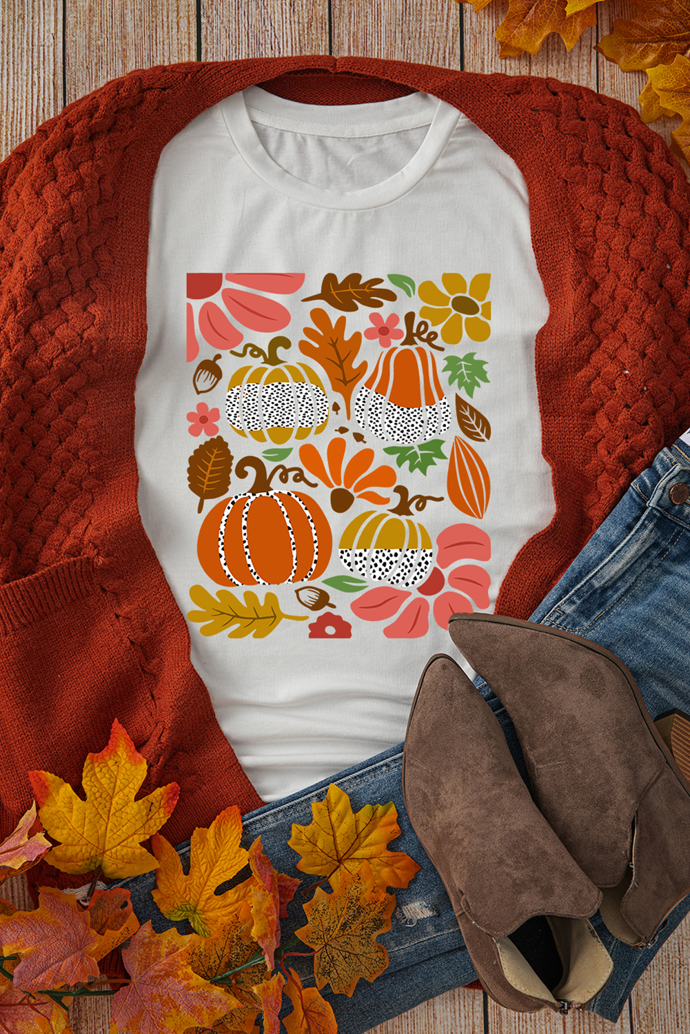 Stylish Short Sleeve Round Neck Tee - Perfect for Fall Casual Outfits - Detail View 3