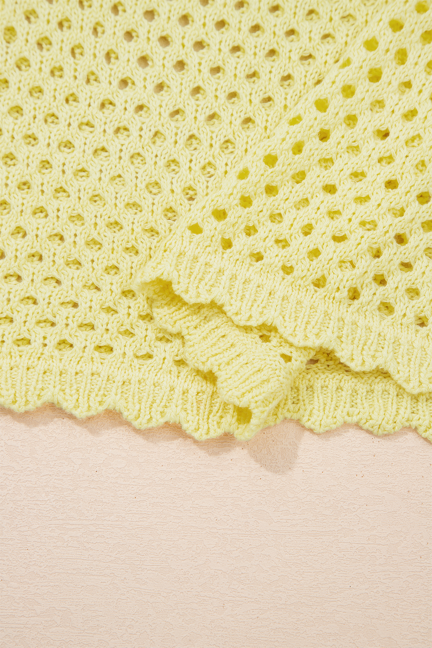 Chic Vanilla Yellow Summer Knit Top for Women – Long Sleeve Crochet Cover Up for Beach and Vacation - Detail View 8
