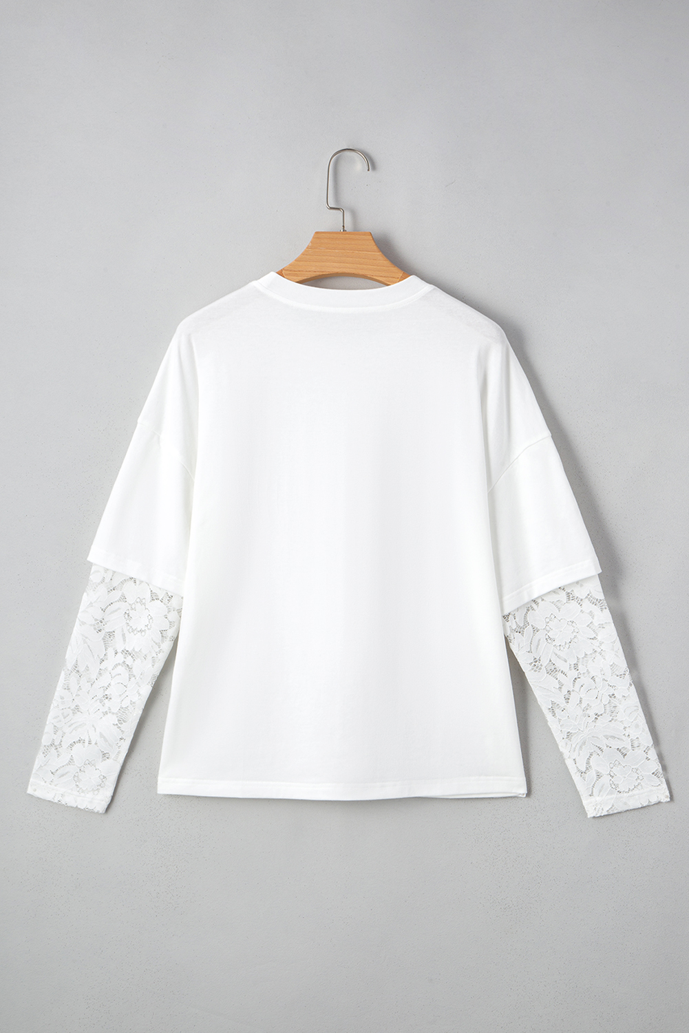 Casual Round Neck Long Sleeve T-Shirt with Drop Shoulder Design in White - Detail View 7