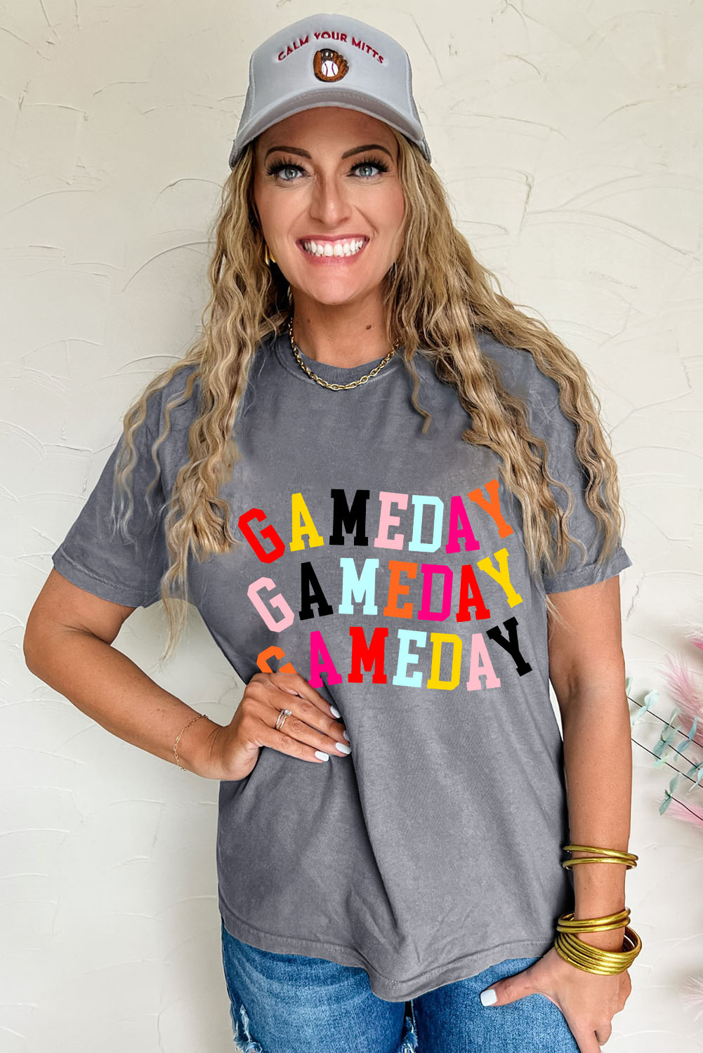 Comfortable Round Neck T-Shirt for Game Day - Relaxed Fit for Jeans, Shorts, or Leggings - Detail View 3