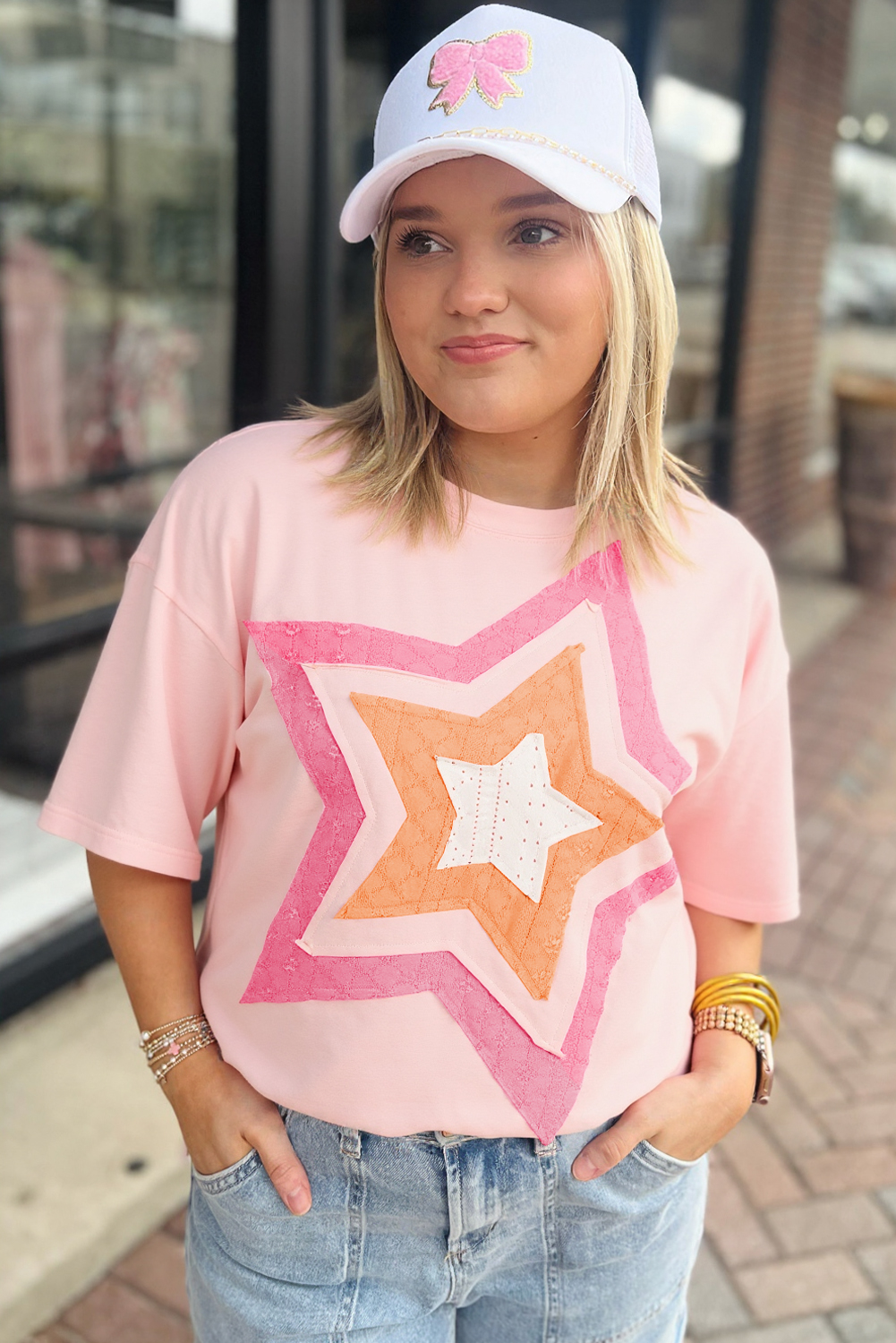 Soft and Breathable Plus Size Tee with Drop Shoulder and Lace Details - Perfect for Daily Wear - Detail View 3