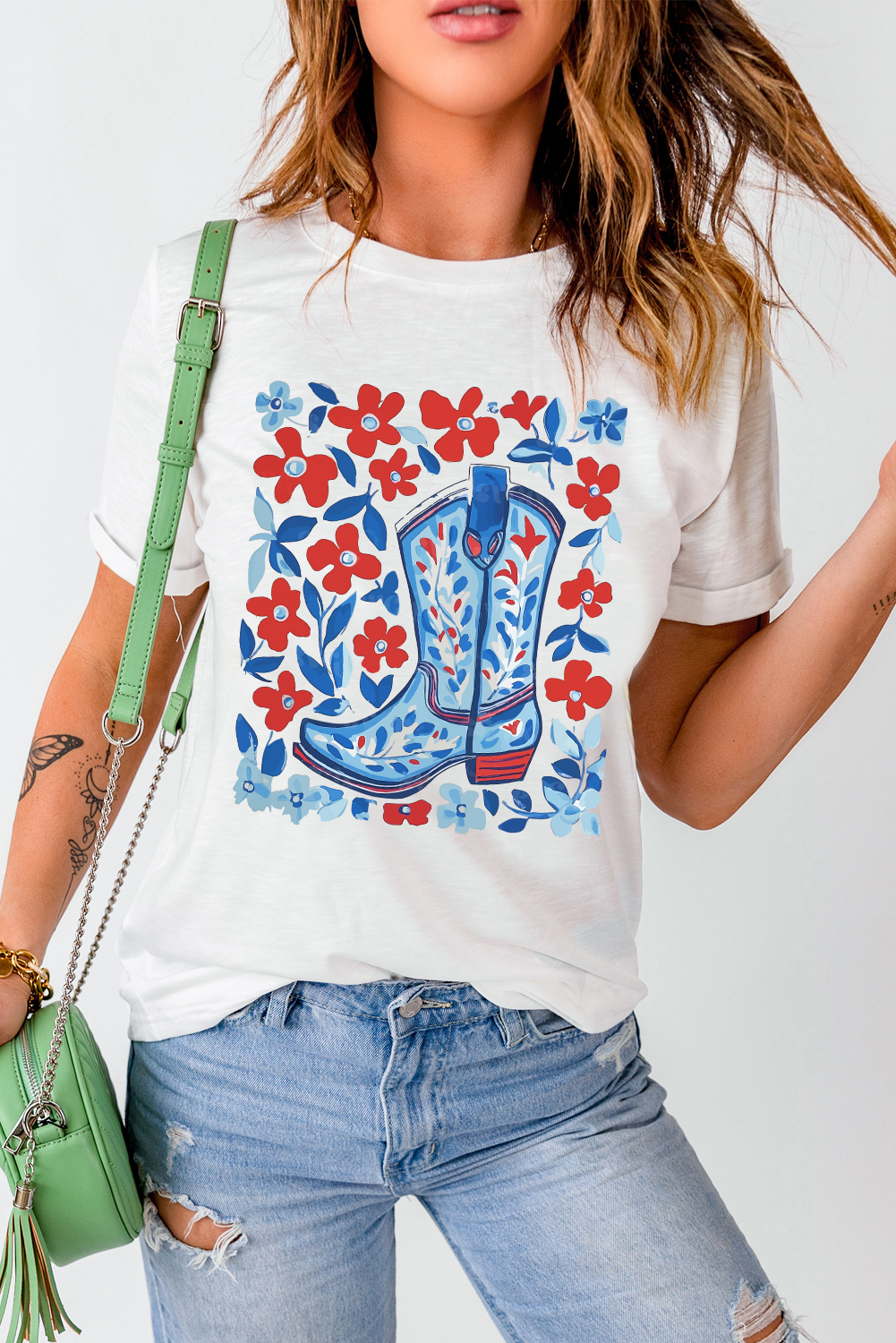 Soft Cotton Blend Round Neck T-Shirt for Women - Casual Graphic Tee - Detail View 7