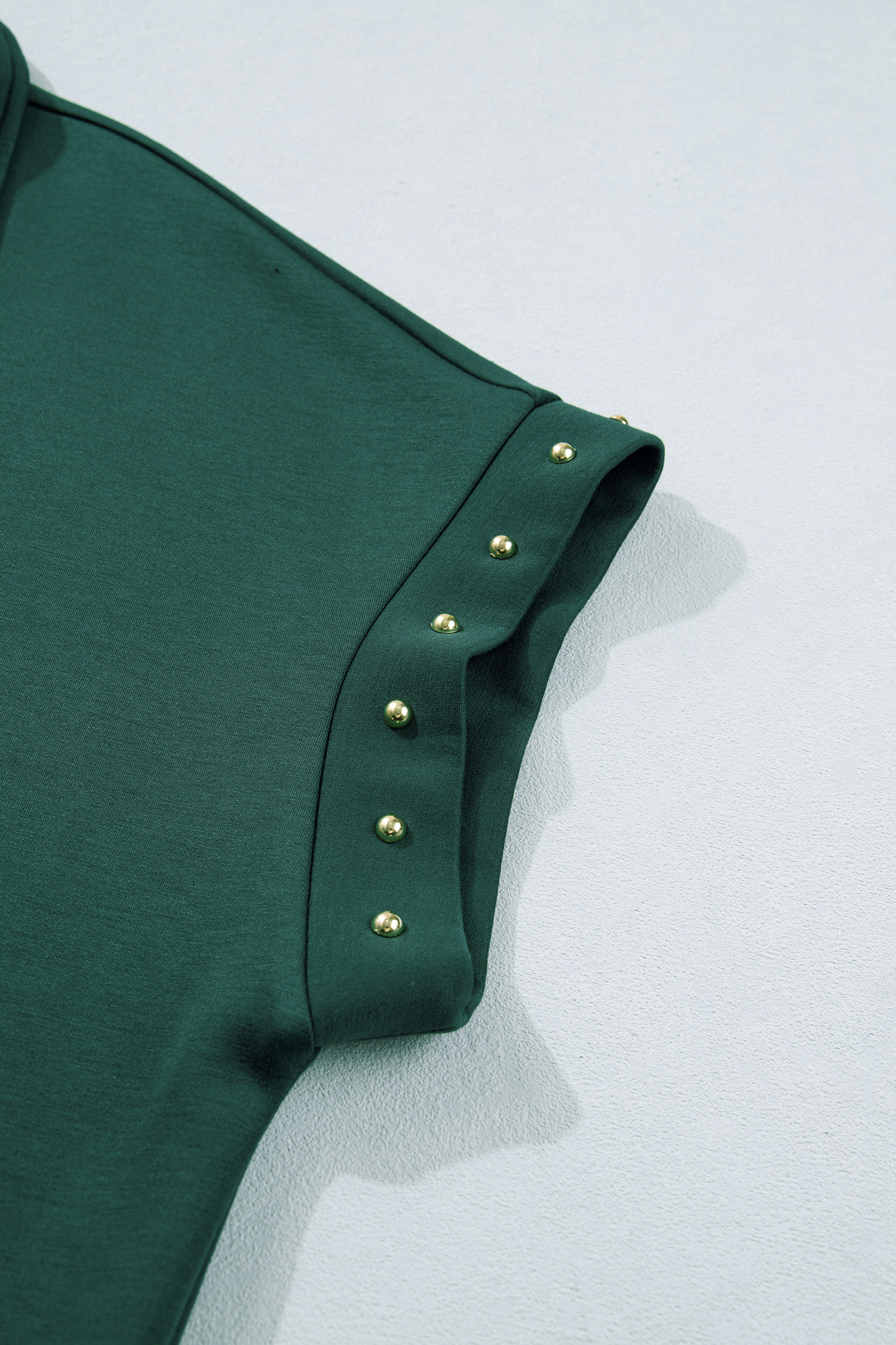 Women's Studded Zip Up T-Shirt Dress – Short Sleeve Evergreen Shift Dress with Pockets, Casual Summer Style - Detail View 7