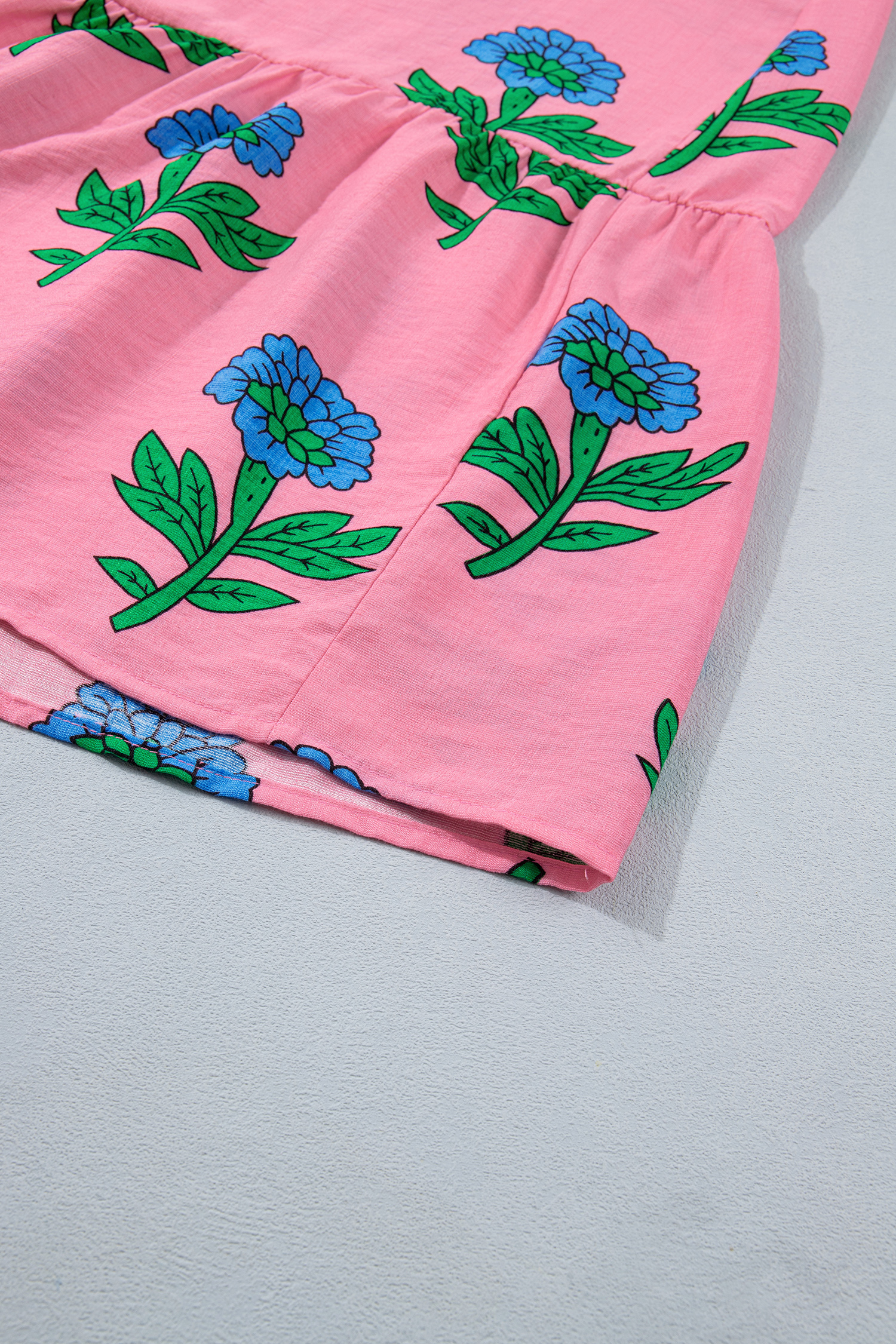Casual Pink Floral Maxi Dress for Women – High Waist V-Neck Shift Dress for Daily Summer Wear - Detail View 8