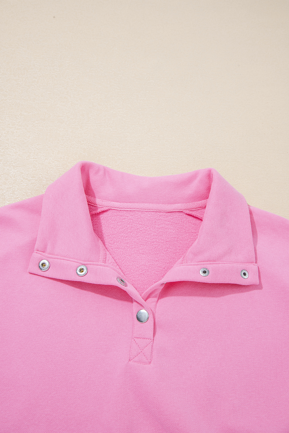 Casual Long Sleeve Sweatshirt for Women - Bonbon Pink with Unique Embroidery - Detail View 6