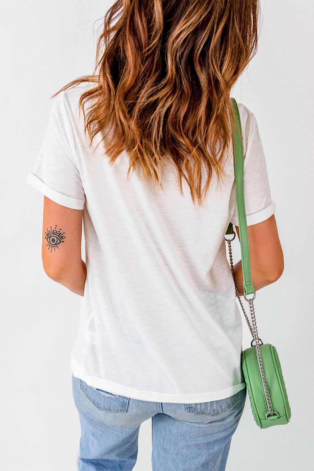 Cheer on Game Day with this Trendy White Letter Print T-Shirt for Women - Detail View 7