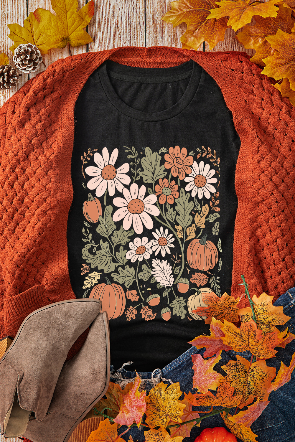 Soft and Lightweight Women's Graphic T-Shirt - Round Neck & Cuffed Sleeves - Detail View 3