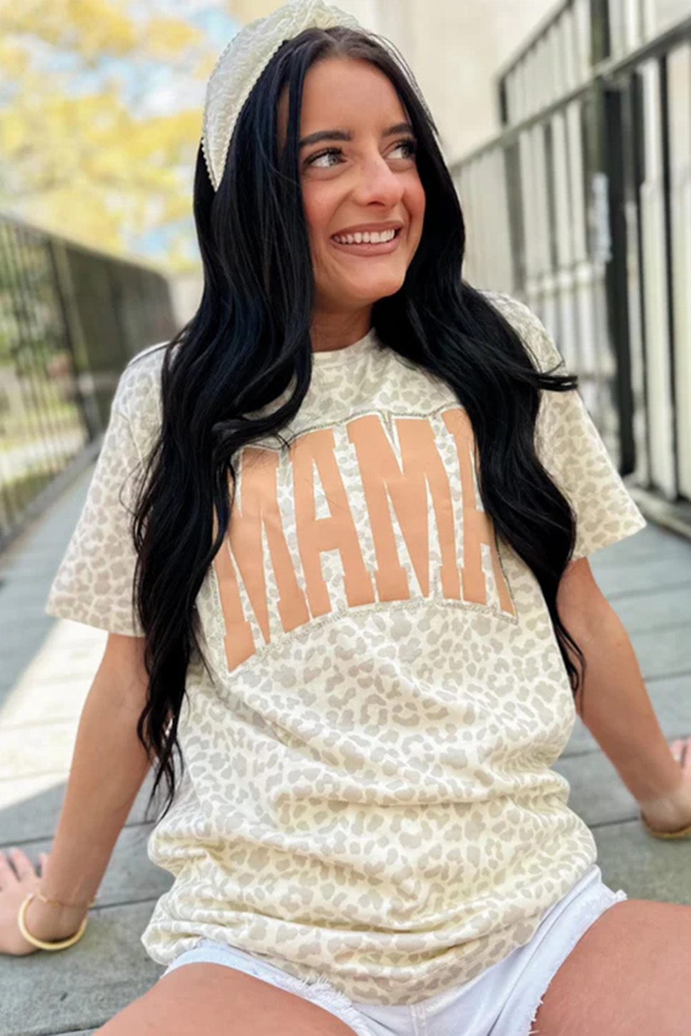 Women's Tee, Yellow T-Shirt, MAMA Letter Graphic, Leopard Print, Loose Fit, Casual Style, Short Sleeve, Round Neck, Summer Wear, Everyday Fashion, Comfortable, Relaxed Fit, Beachwear, Outdoor, Daily Use, Tops & Tees - Detail View 12