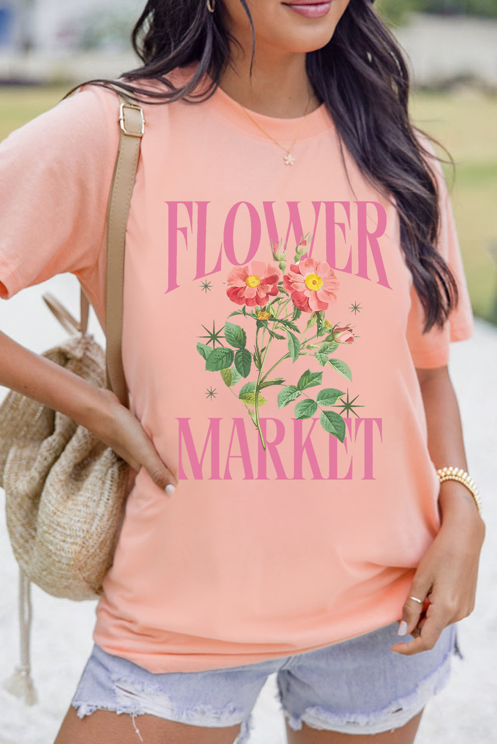 Vibrant Floral Print Graphic Tee with Relaxed Fit - Perfect for Daily Wear - Detail View 2
