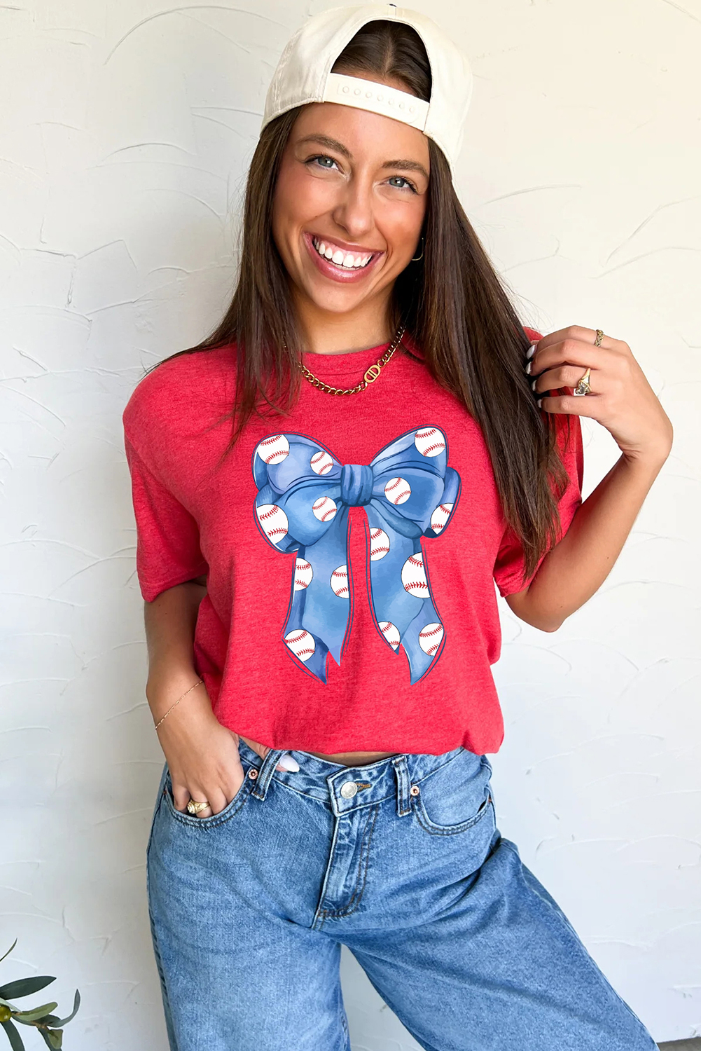 Relaxed Fit Short Sleeve Tee with Unique Bow Design - Ideal for Game Day and Casual Outings - Detail View 7
