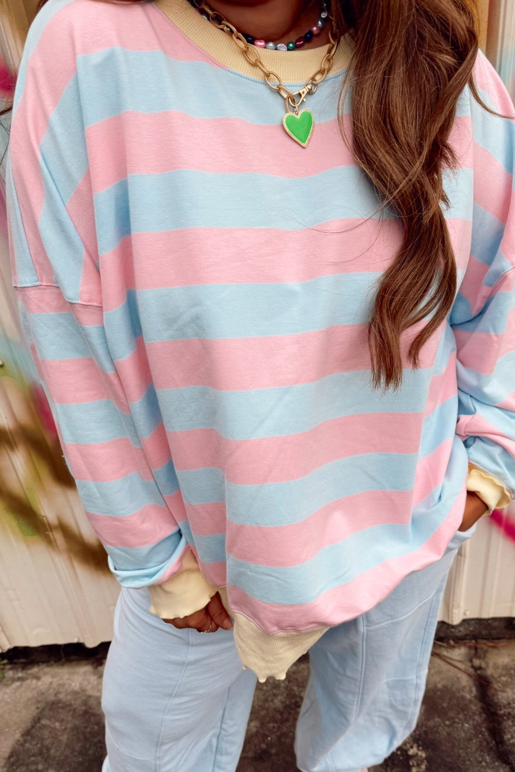 Stylish and Comfortable Sky Blue Plus Size Sweatshirt - Perfect for Fall & Autumn - Detail View 3