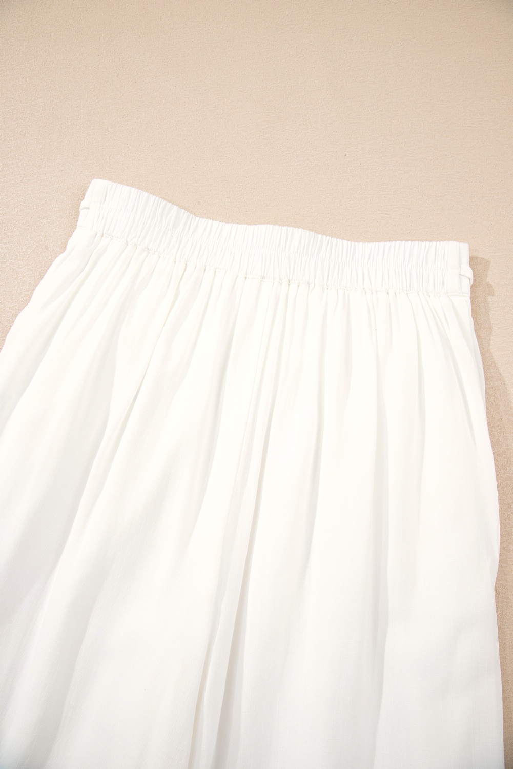 Women's Pants, White Casual Pants, Drop Waist Design, Pleated Wide Leg, High Waist, Chic Style, Comfortable Fit, Adjustable Waist, Summer Fashion, Solid Color, Versatile Trousers, Palazzo Pants, Best Sellers, Daily Wear - Detail View 12