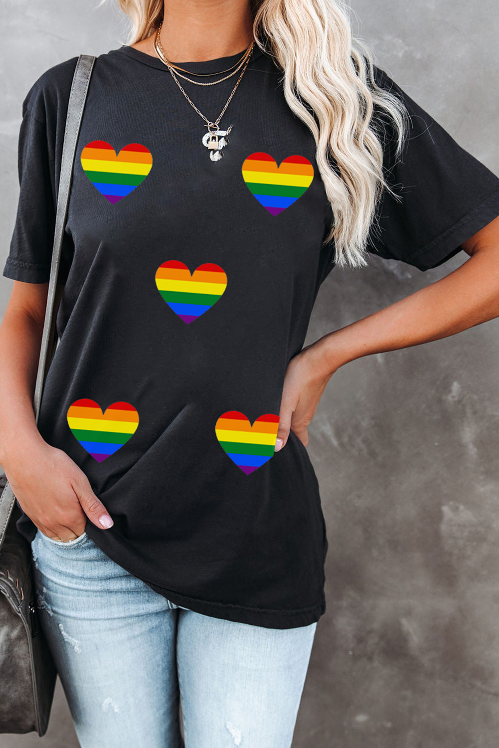 Relaxed Fit Heart Print Tee - Daily Wear Round Neck T-Shirt for All Ages - Detail View 7