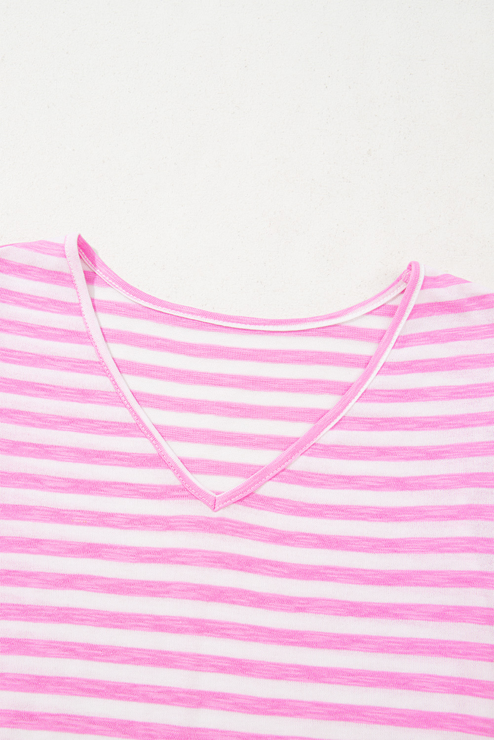 Chic and Casual Bonbon Stripe V Neck Ruffle Sleeve Tee for Summer - Detail View 6
