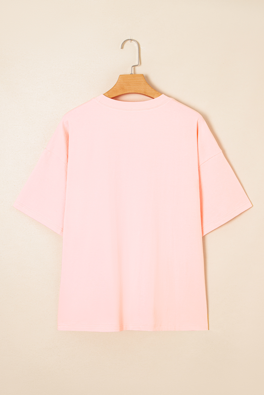 Casual Oversized Fit Light Pink T-Shirt - Stylish Star Design for Plus Sizes - Detail View 6