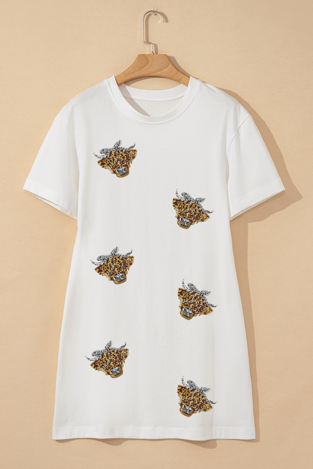 Adorable Animal Graphic Mini Dress with Playful Heifer Patterns - Perfect for Daily Wear - Detail View 6