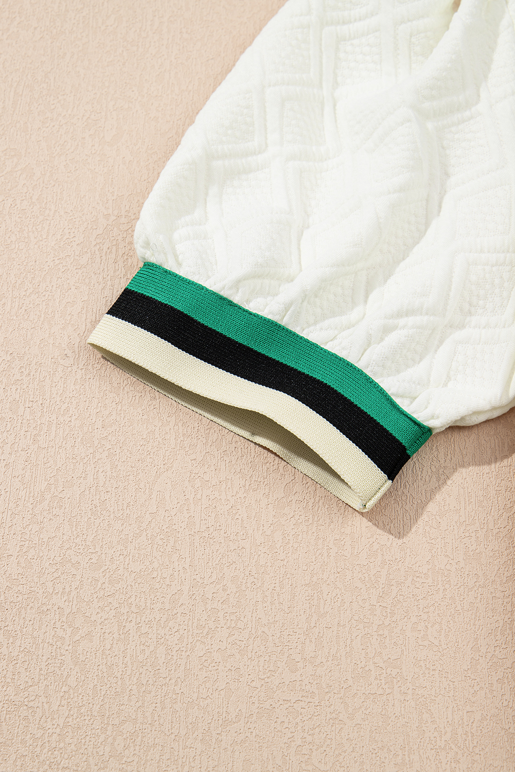 Chic Summer Mini Dress with Puff Sleeves and Colorblock Design - Quarter Zip Closure - Detail View 10
