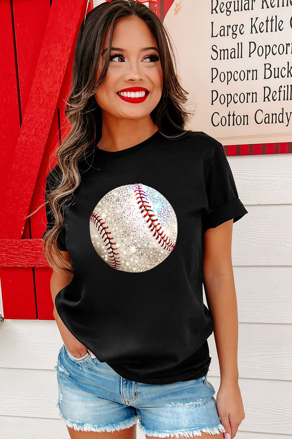 Casual Round Neck Tee for Women - Breathable Baseball Print T-Shirt - Detail View 6