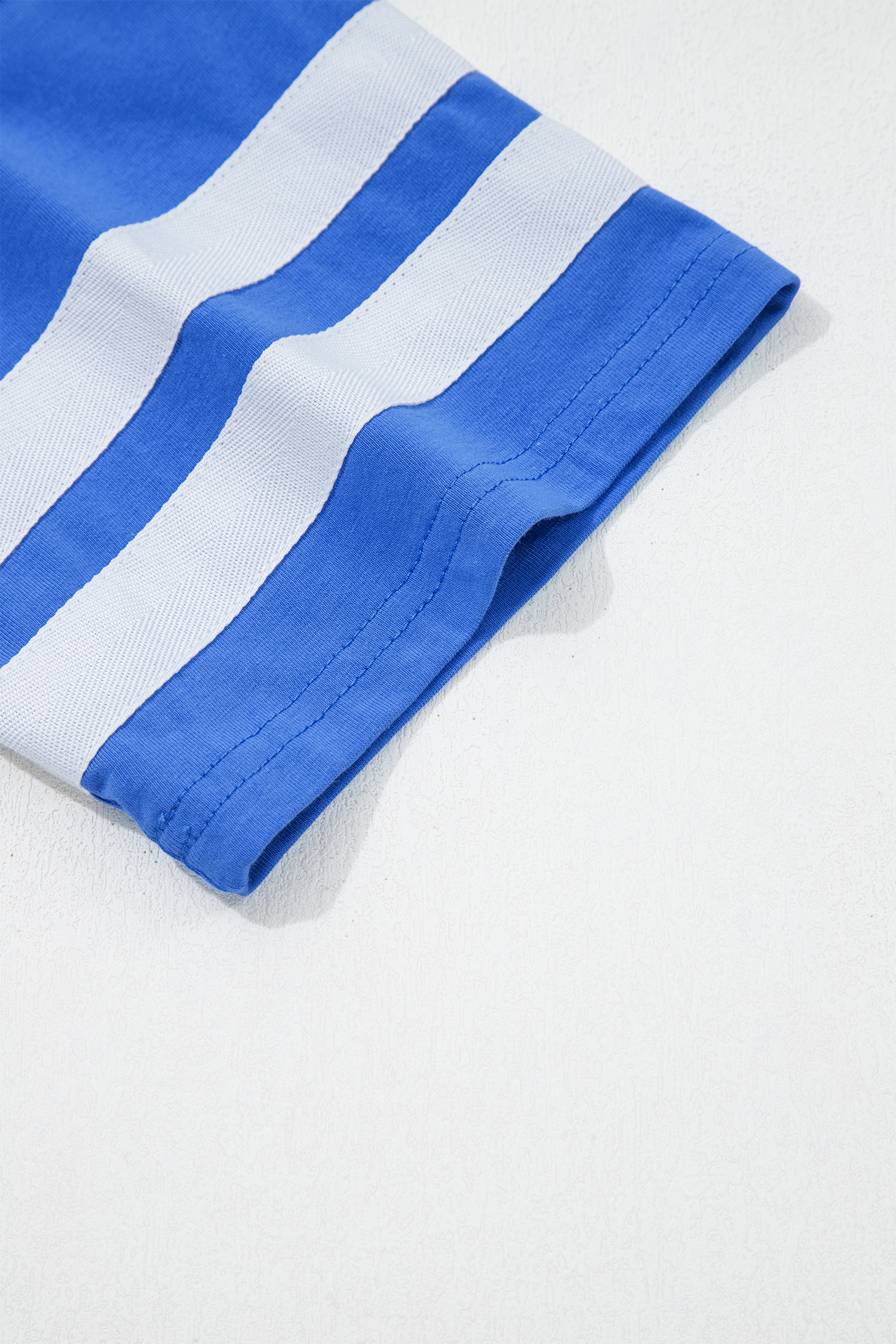 Sporty Women's Dark Blue Varsity Tee – Striped Short Sleeve Shirt for Game Day and Daily Wear - Detail View 8