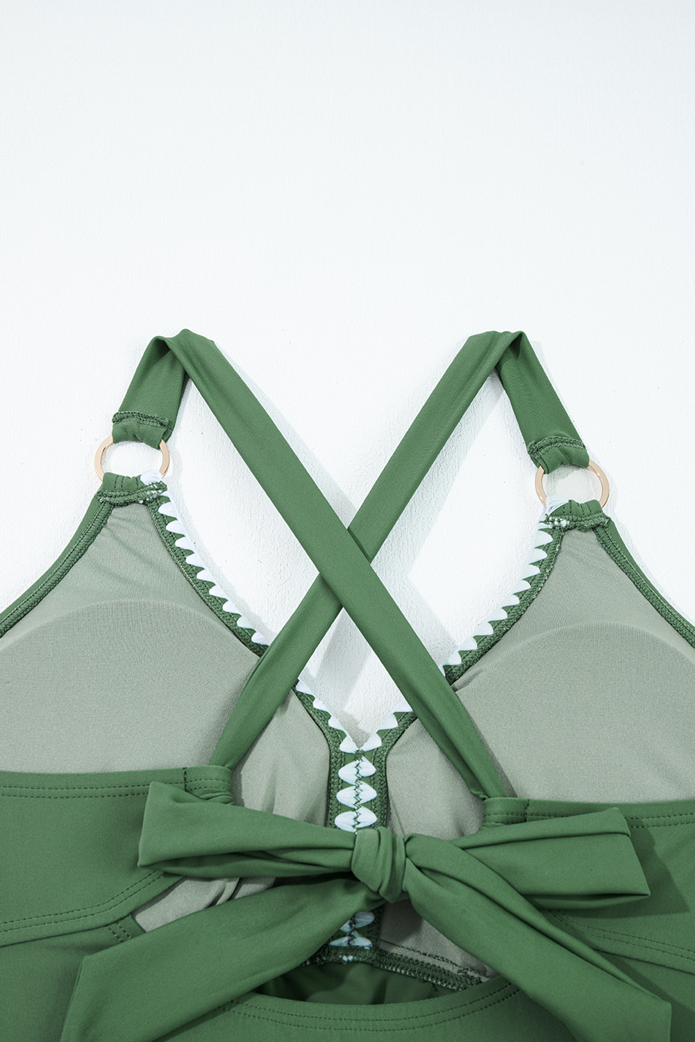 Sexy Two-Piece Tankini for Women – Knot Back Straps & Ricrac Trim, Floral Summer Swimwear - Detail View 8