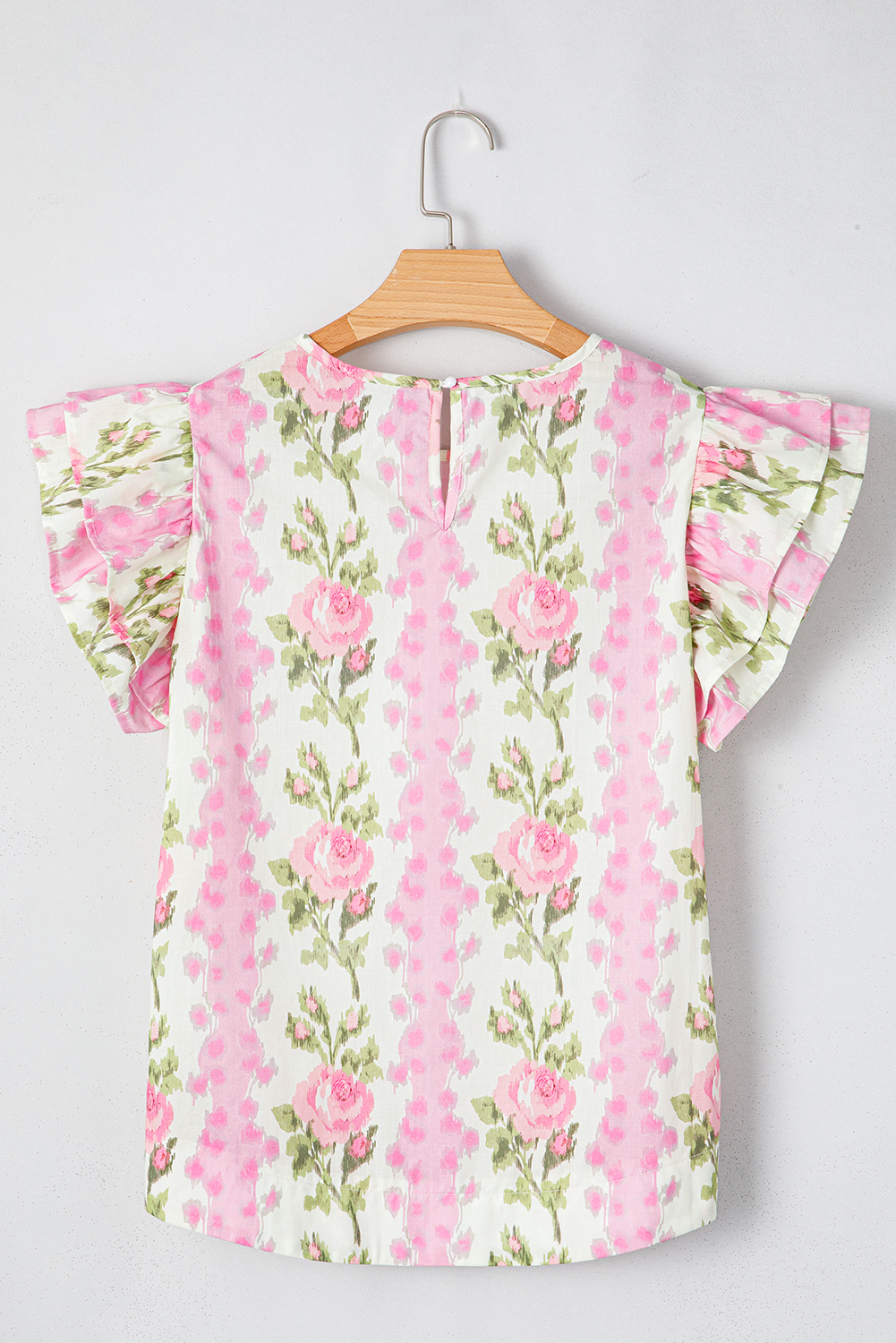 Breathable 100% Cotton Casual Floral Top with Ruffle Sleeves - Perfect for Summer - Detail View 10