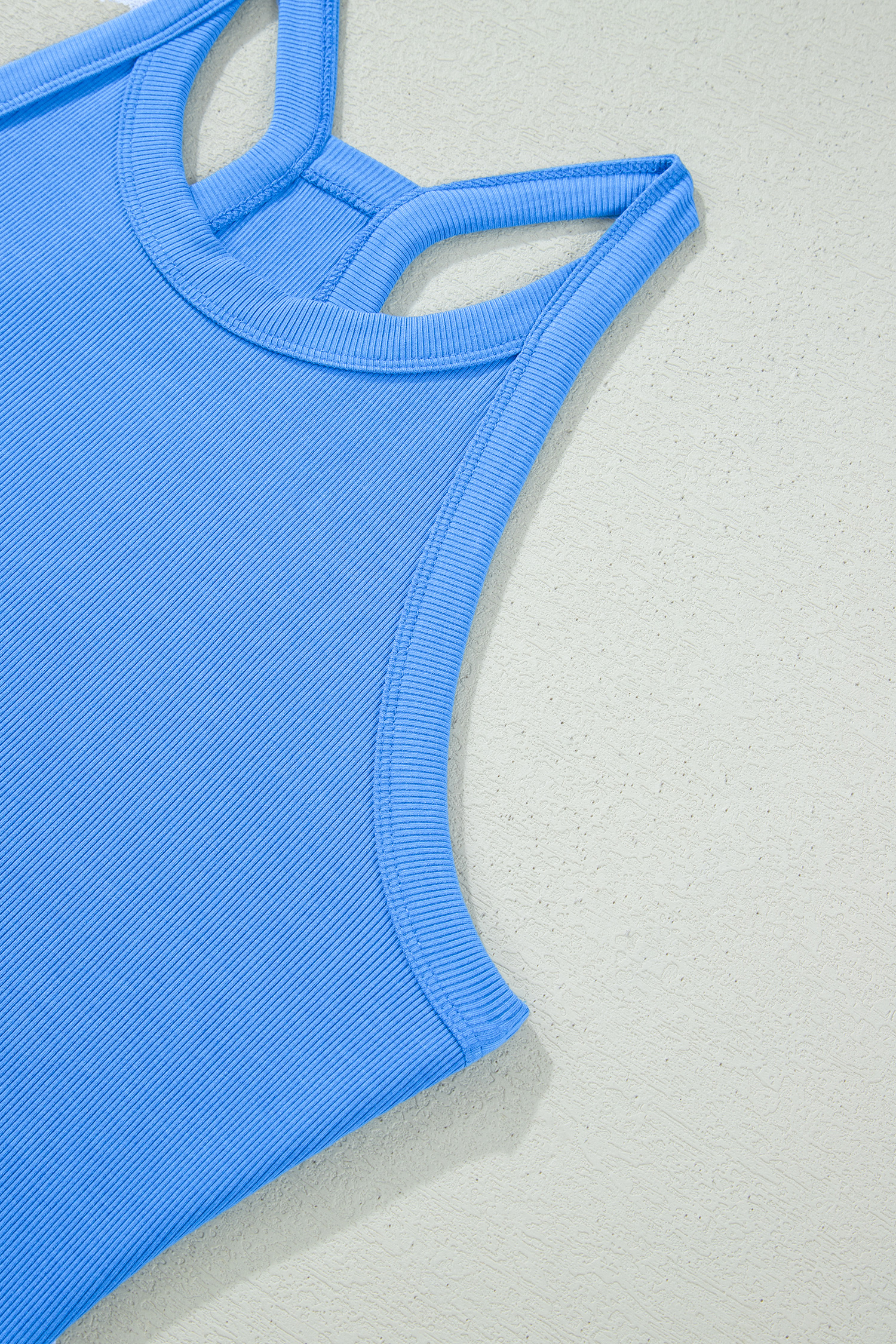 Women's Casual Summer Lounge Set – Sleeveless Tank and Elastic Waist Shorts, Sky Blue - Detail View 8