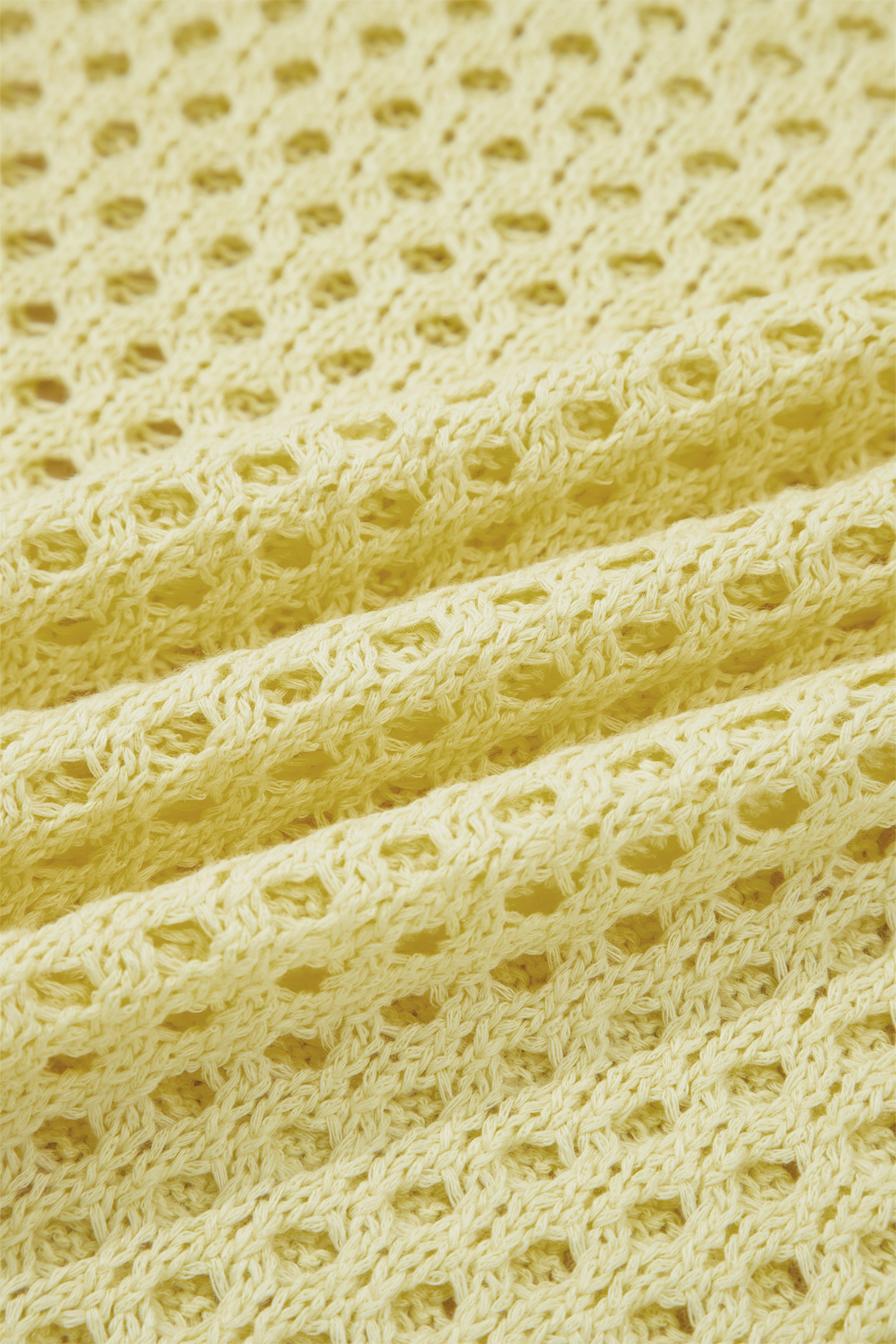 Women's Scalloped Trim Crochet Knit Top – Long Sleeve Hollow Out Round Neck Sweater, Yellow Cream - Detail View 7