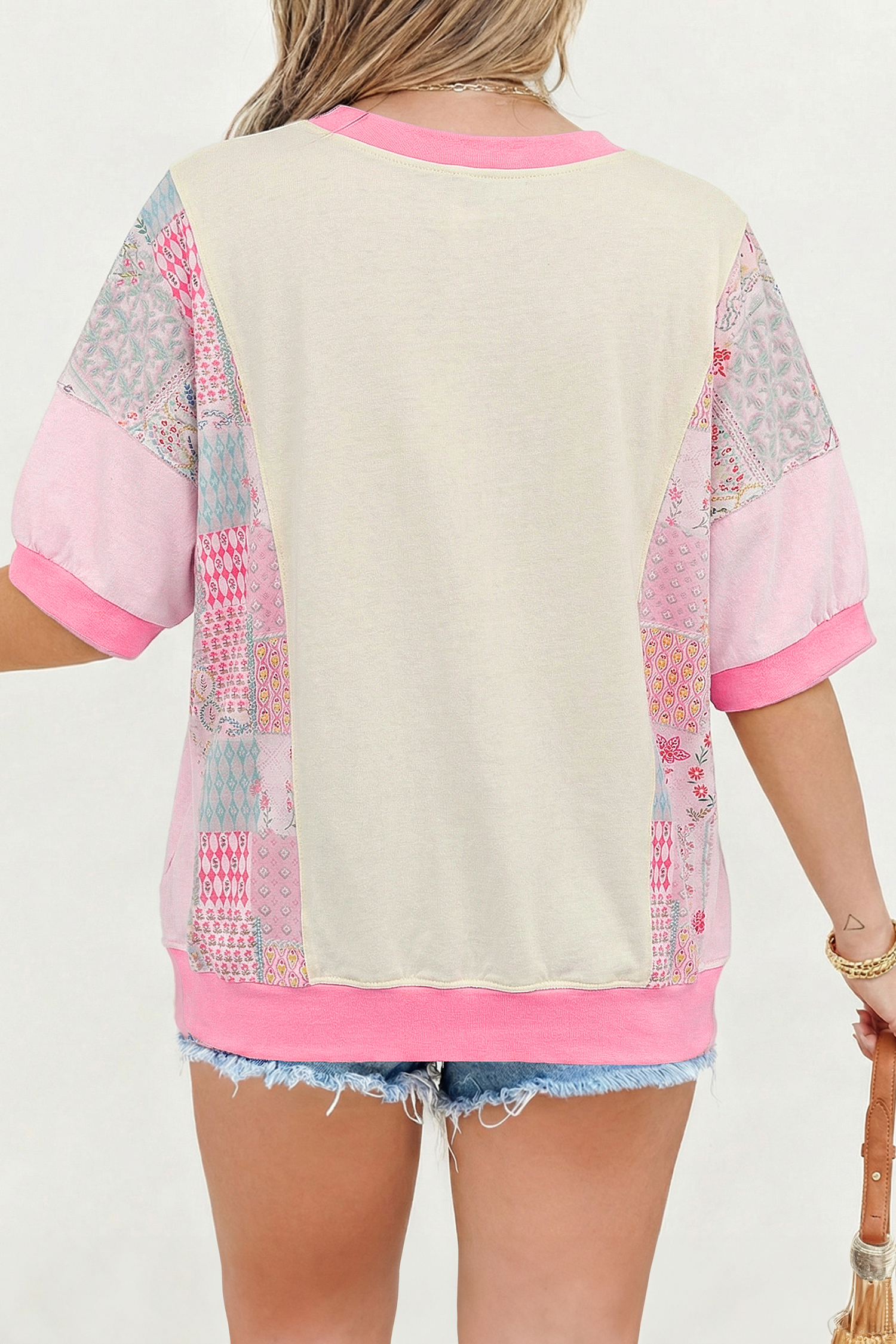Southern Belle Floral Embroidery T-Shirt – Women's Shift Silhouette Summer Casual Tee - Detail View 2