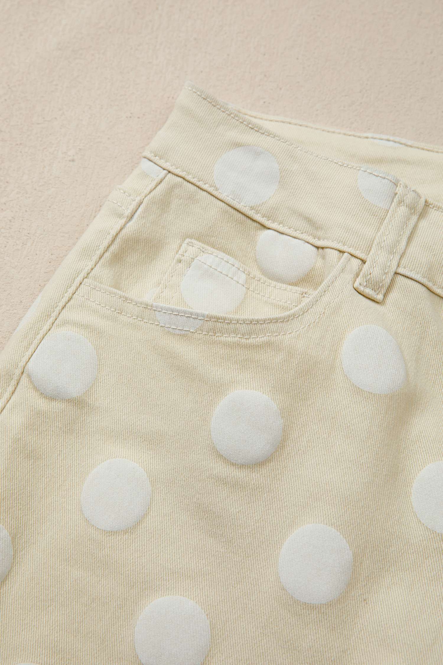 High Waist Polka Dot Shift Jeans for Women – Khaki Denim with Pockets, Versatile Office & Casual Wear Gift - Detail View 14