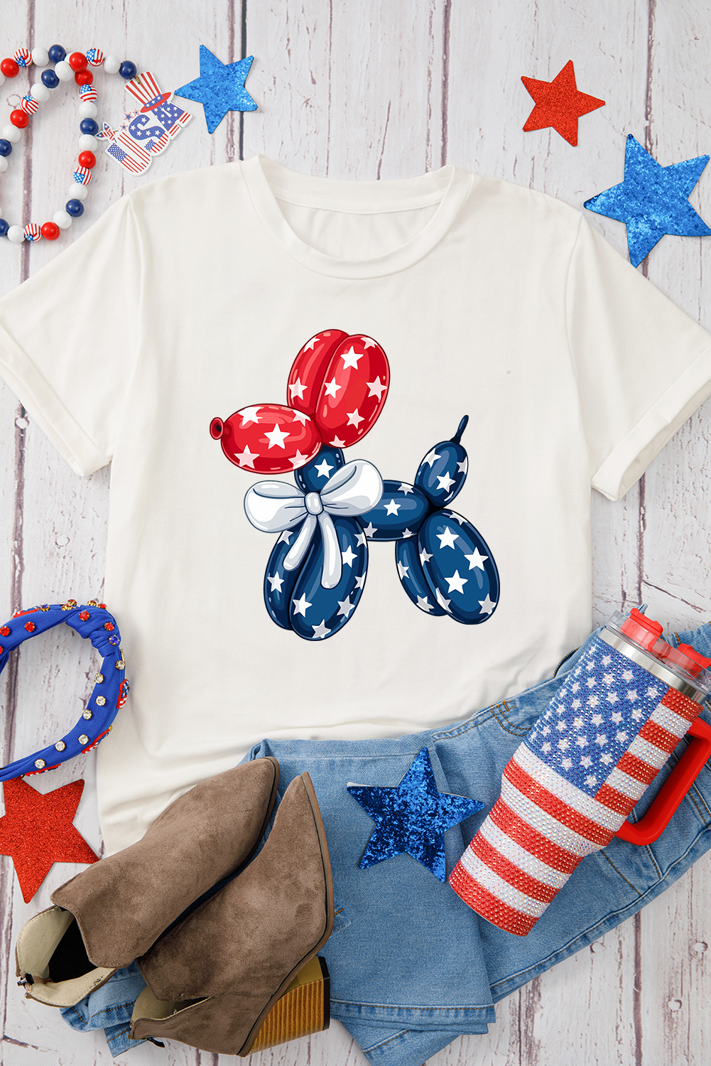 Soft Cotton Blend Graphic T-Shirt for Women - Trendy and Comfortable USA Pride - Detail View 3