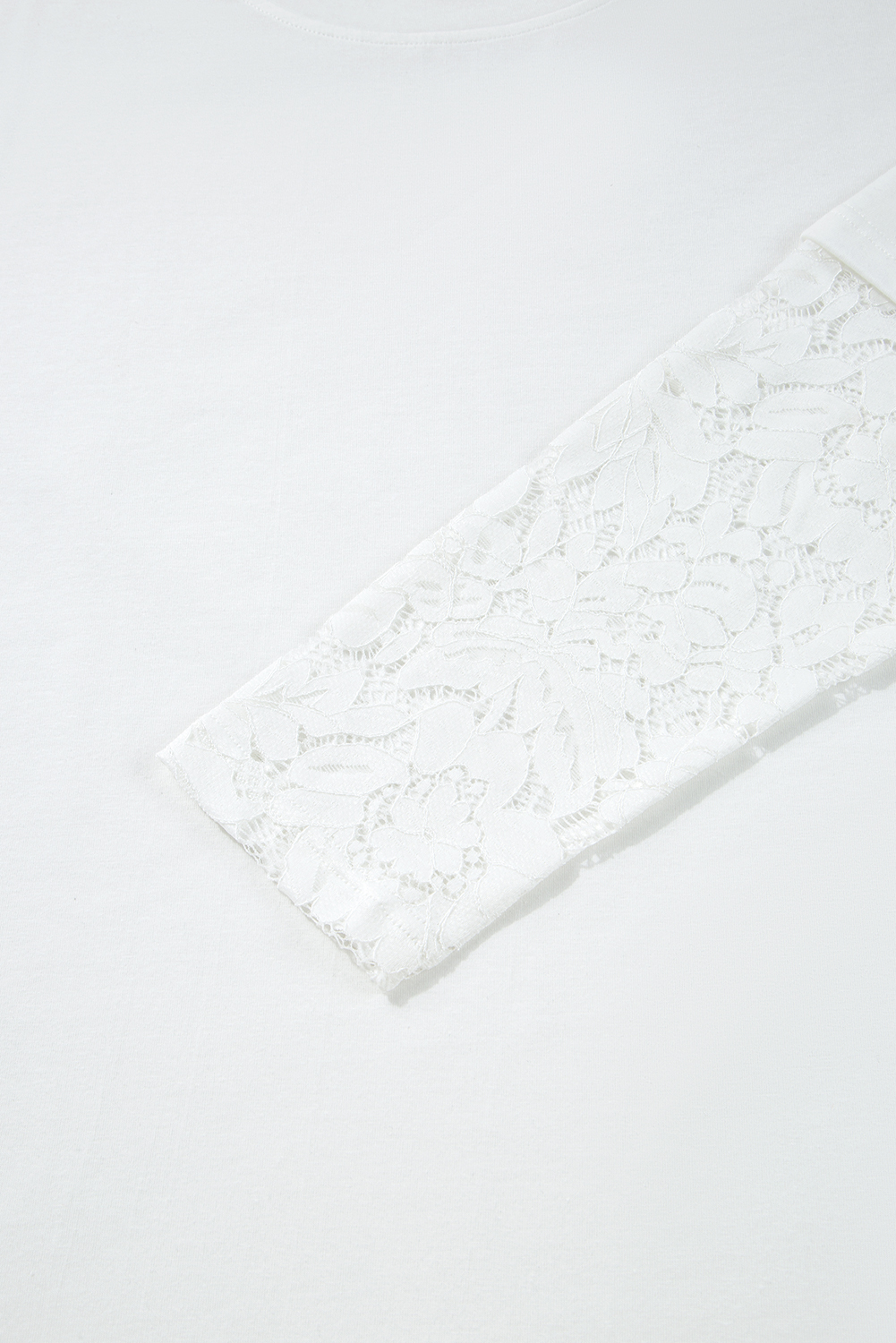 Elegant White Tee with Lace Detail - Perfect for Day to Night Transition - Detail View 10