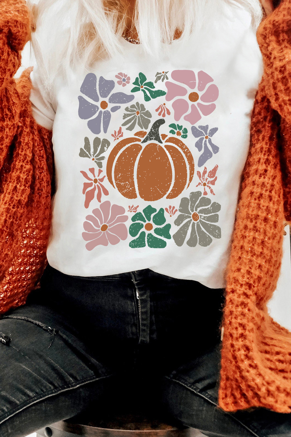 Comfortable Loose Fit Round Neck T-Shirt with Distressed Design for Women - Detail View 7
