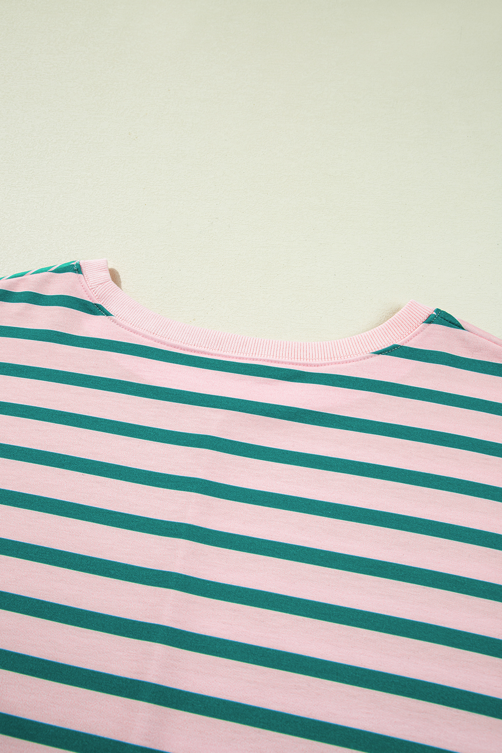 Comfortable Long Sleeve Green Striped Sweatshirt with Exposed Seams - Daily Wear - Detail View 7